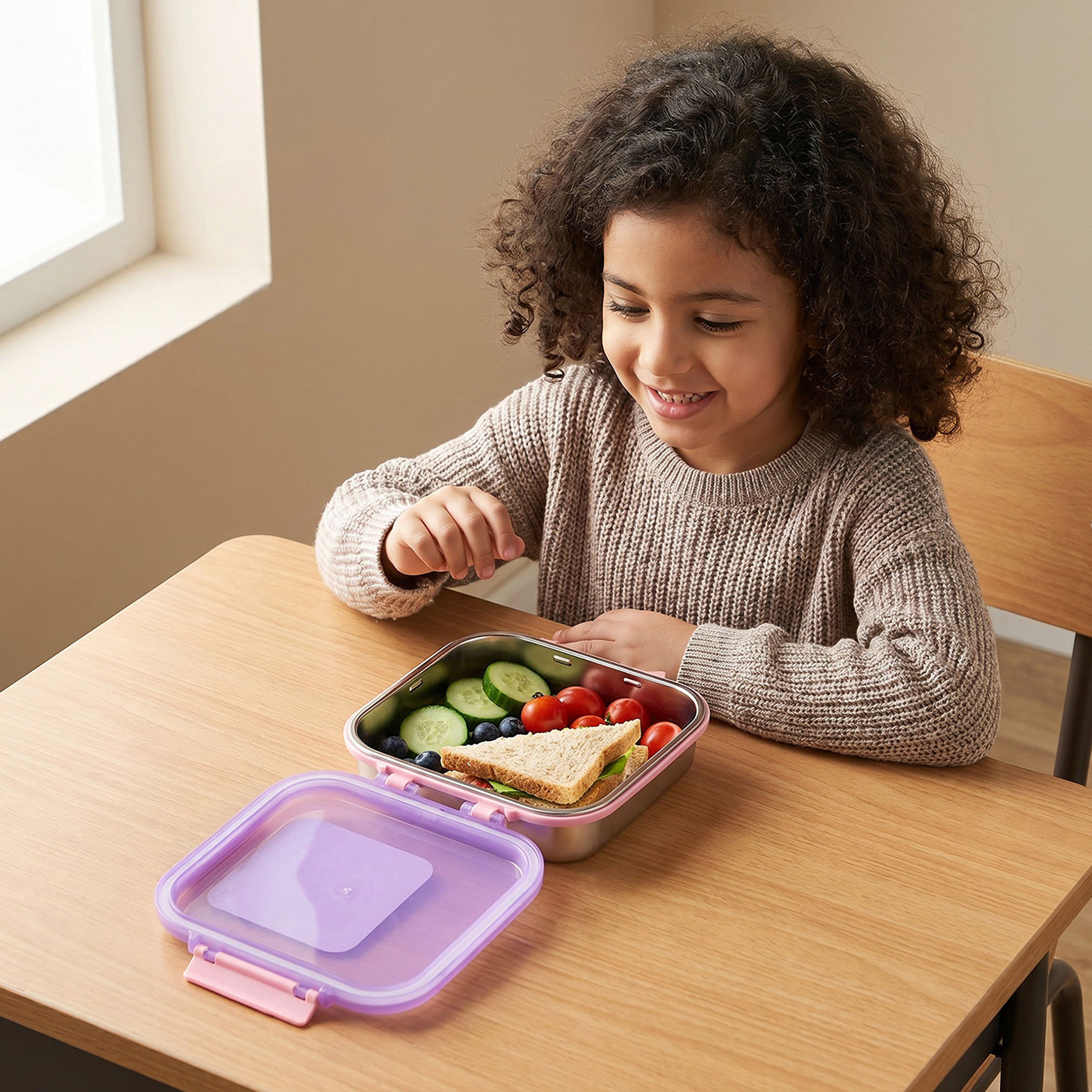 Smash Solid Lunch Box for Kids with Clip Lock Lid - 900 ml-school-lunchessentials-lunchboxes-image-3