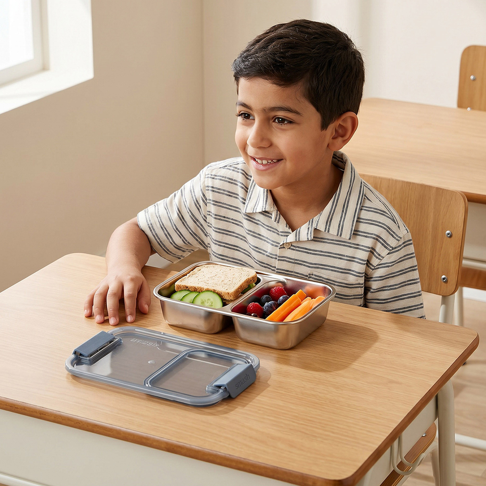 Smash Solid Bento Lunch Box for Girls with Compartments - 410 ml-school-lunchessentials-lunchboxes-image-3
