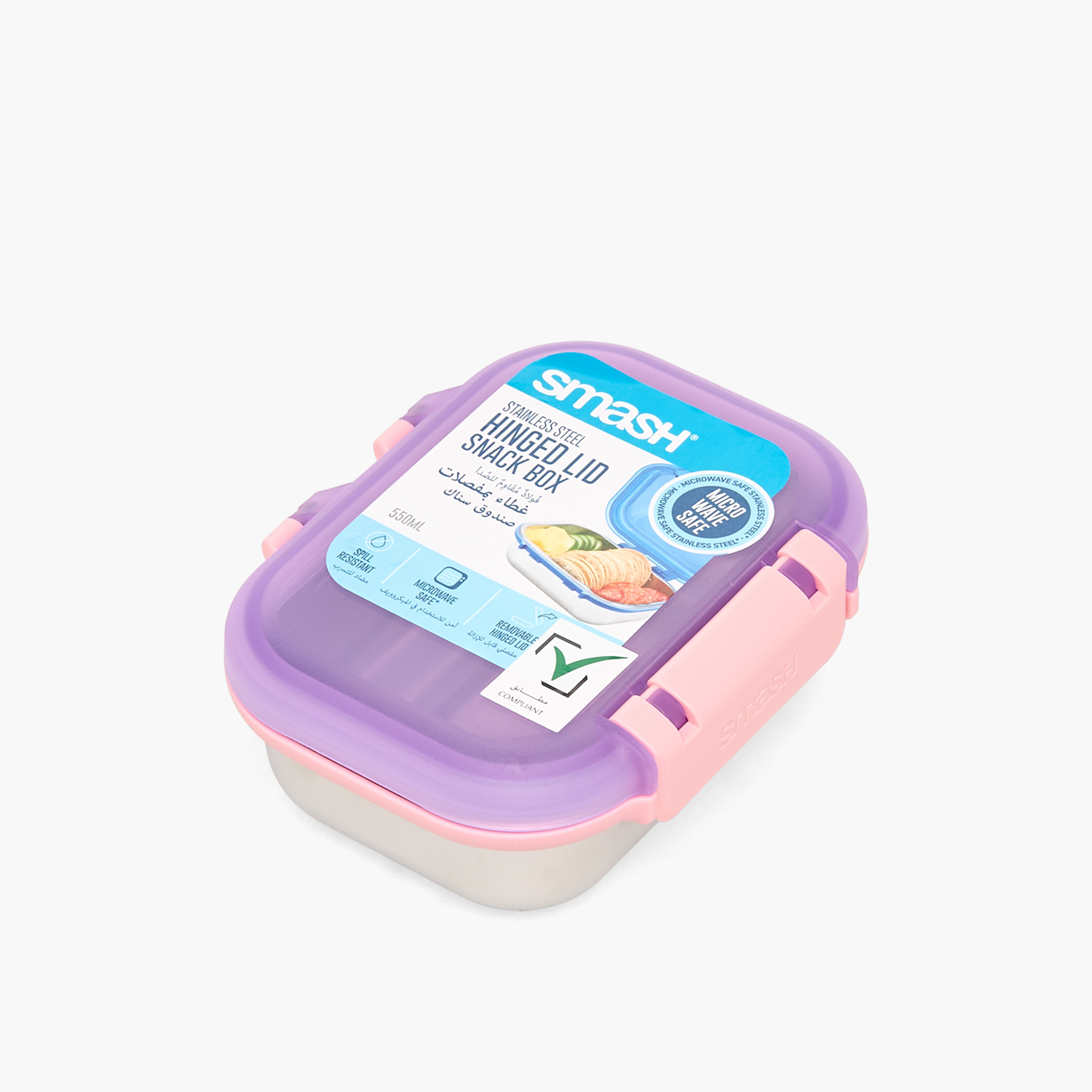 Smash Solid Bento Lunch Box for Girls with Hinged Lid - 550 ml-school-lunchessentials-lunchboxes-image-1