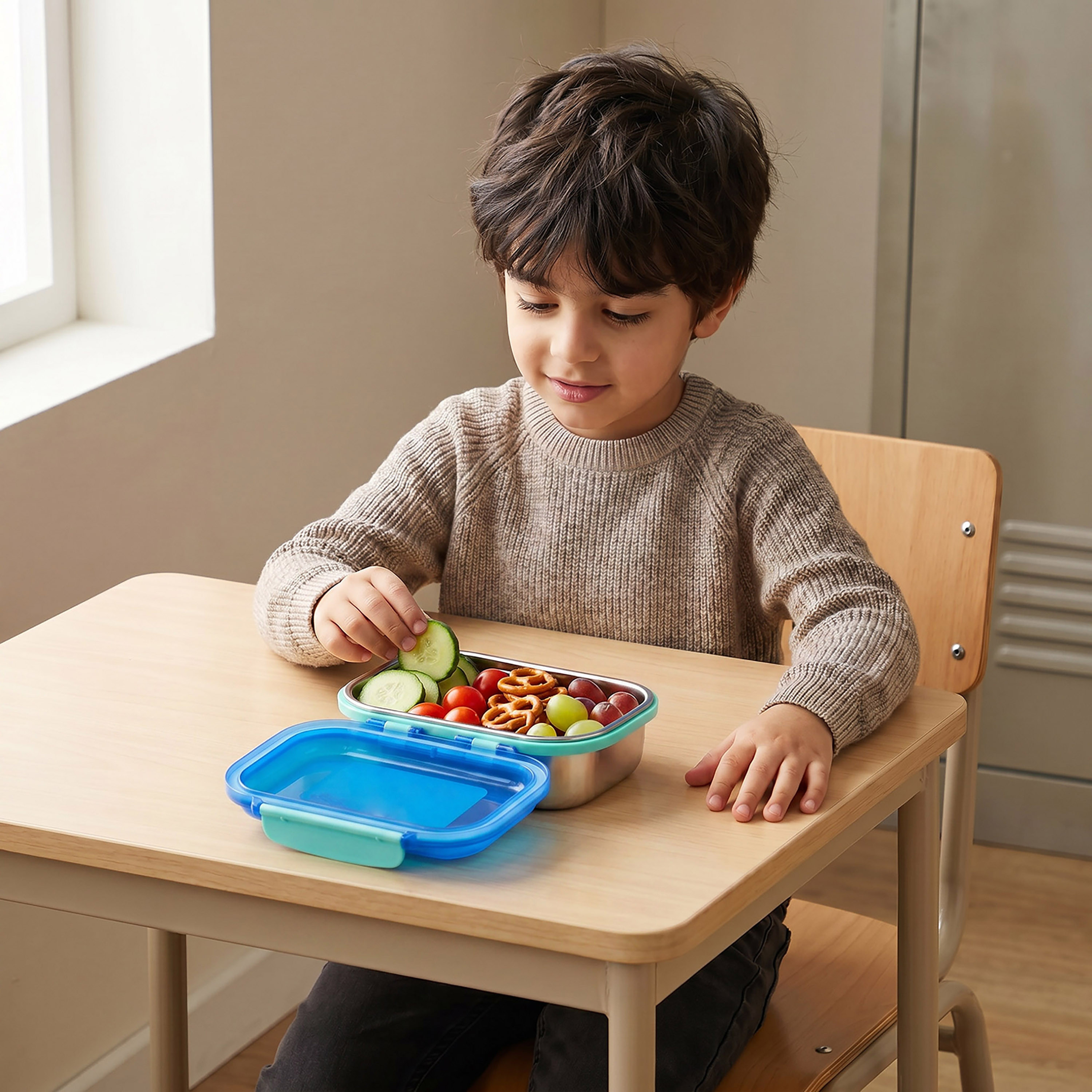 Smash Solid Bento Lunch Box for Kids with Hinged Lid - 550 ml-school-lunchessentials-lunchboxes-image-3