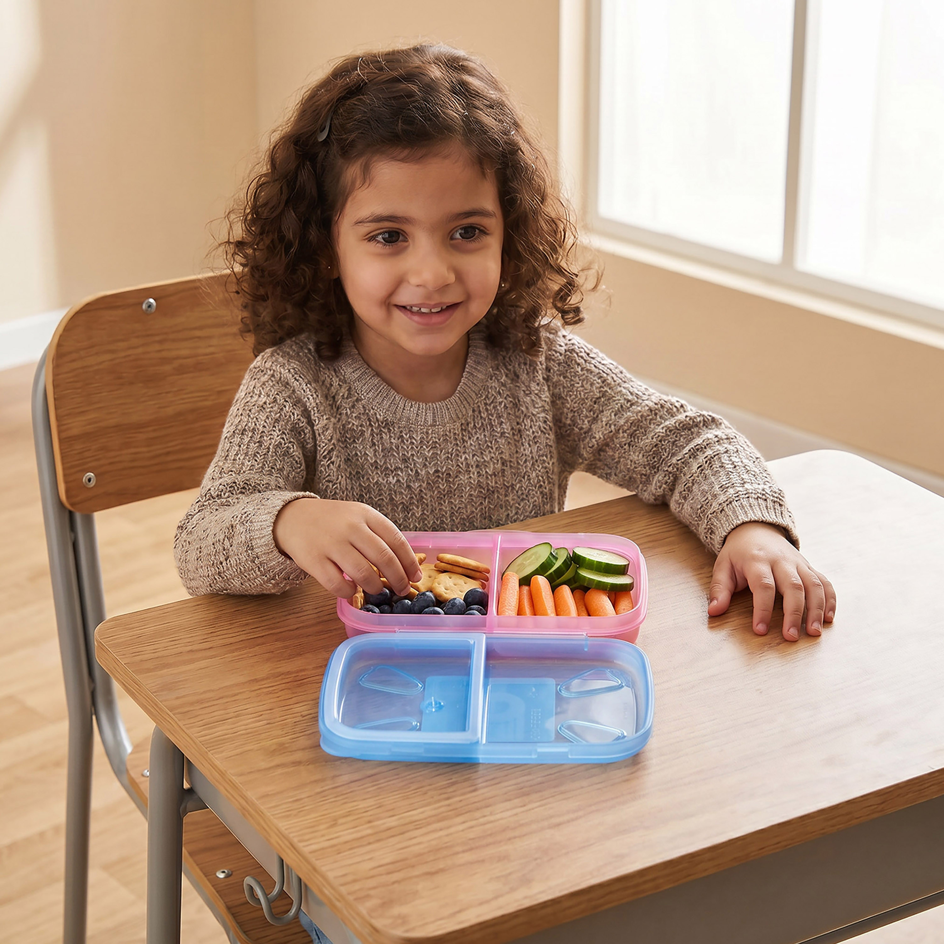 Smash Solid Bento Lunch Box for Girls with Clip Lock Lid - 550 ml-school-lunchessentials-lunchboxes-image-3