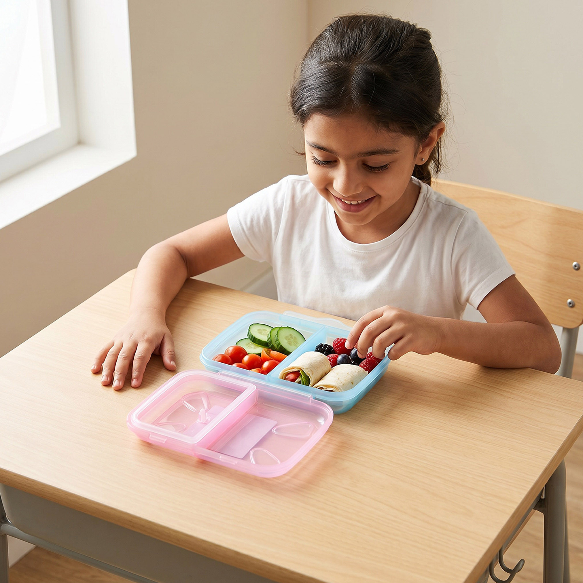 Smash Colourblock Bento Lunch Box for Girls with Clip Lock Lid-school-lunchessentials-lunchboxes-image-3