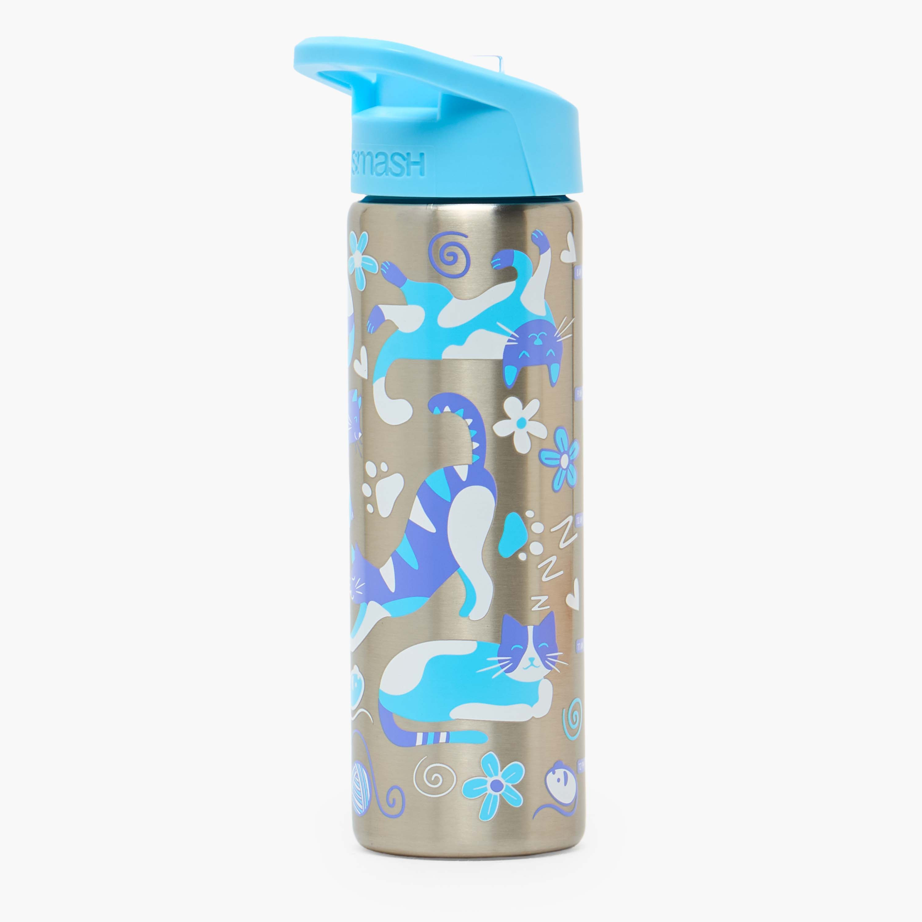 قارورة مياه ستانلس ستيل بطبعات تخييم بغطاء قلّاب وفوهة للشرب ومقبض - 750 مل-school-waterbottles-image-3