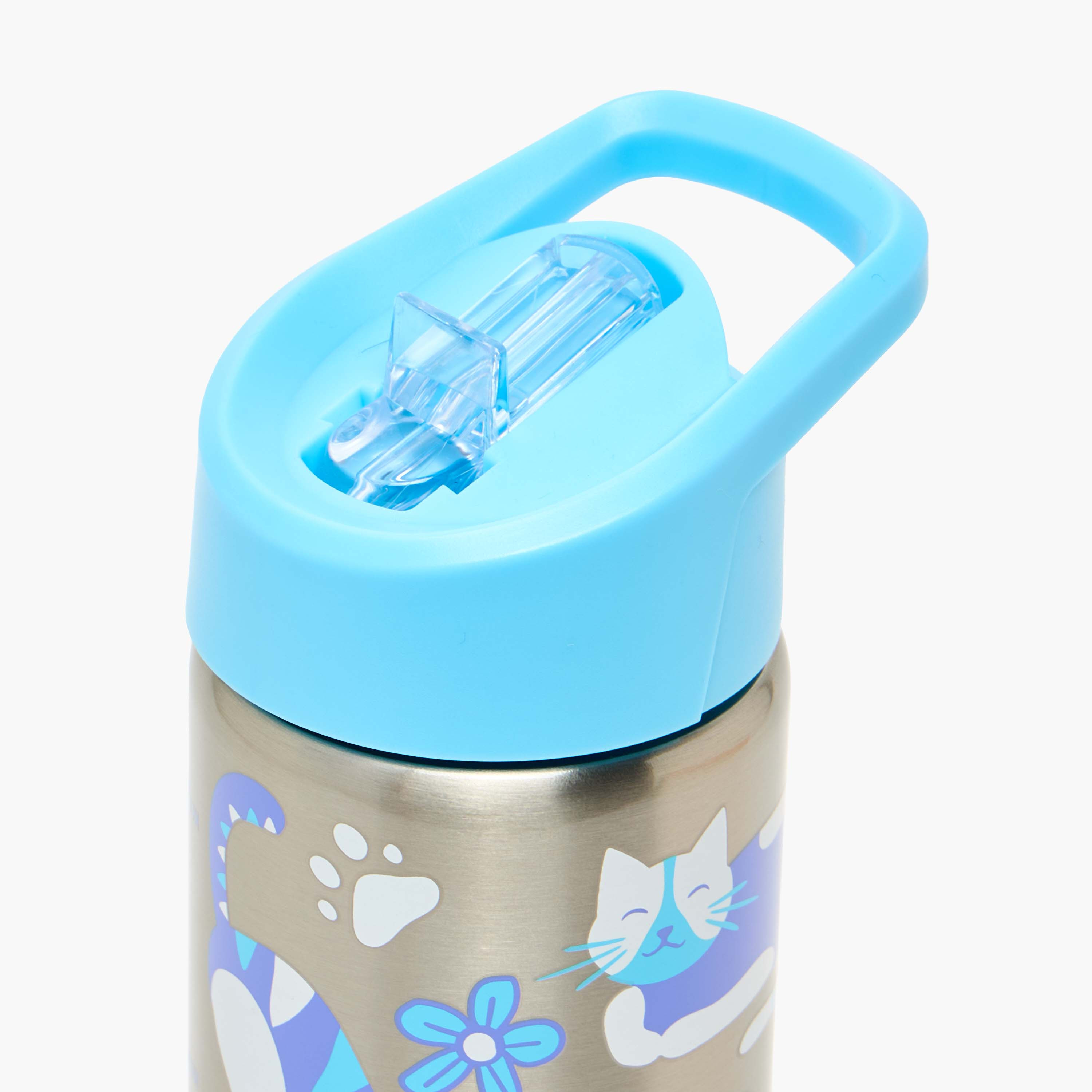 قارورة مياه ستانلس ستيل بطبعات تخييم بغطاء قلّاب وفوهة للشرب ومقبض - 750 مل-school-waterbottles-image-5