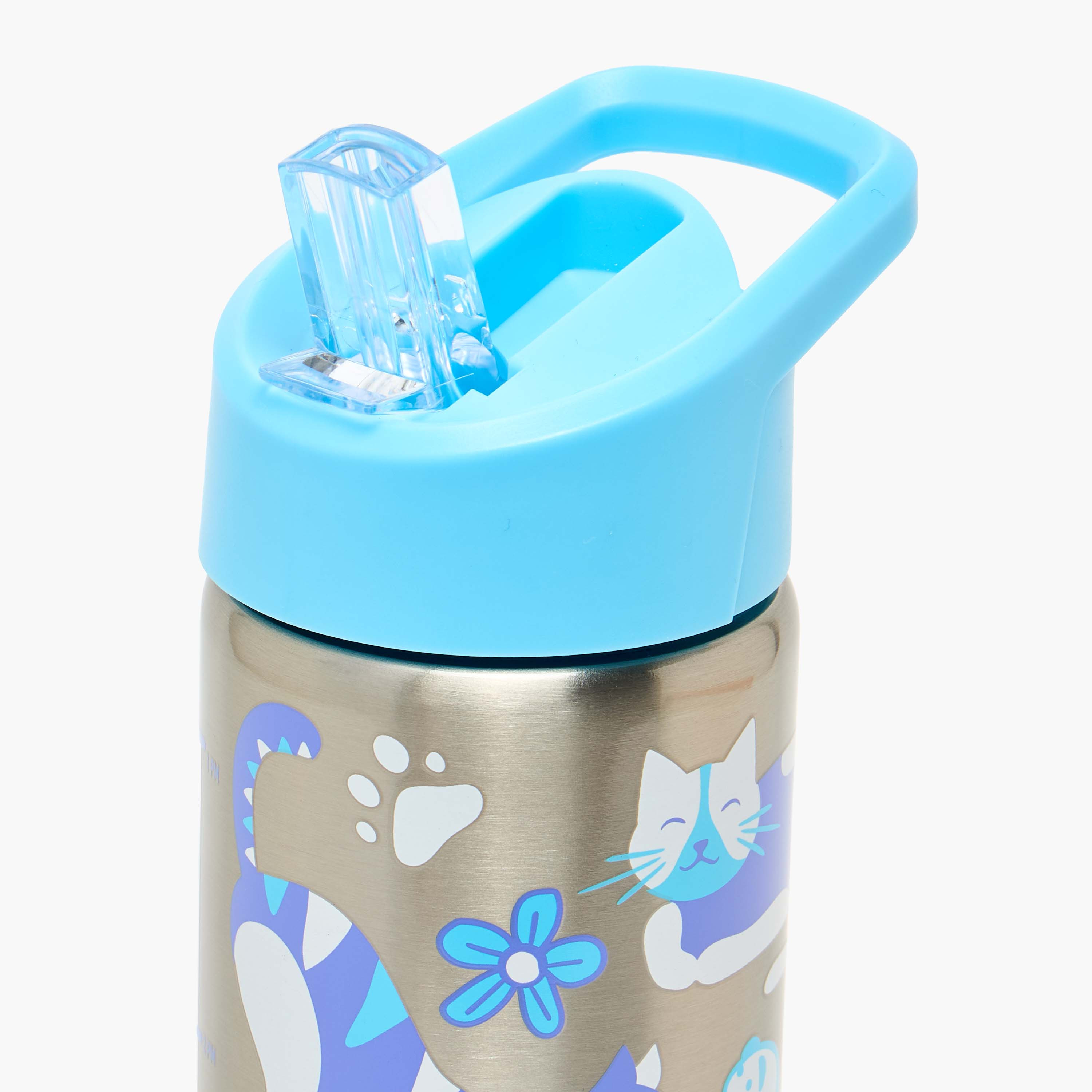 قارورة مياه ستانلس ستيل بطبعات تخييم بغطاء قلّاب وفوهة للشرب ومقبض - 750 مل-school-waterbottles-image-6
