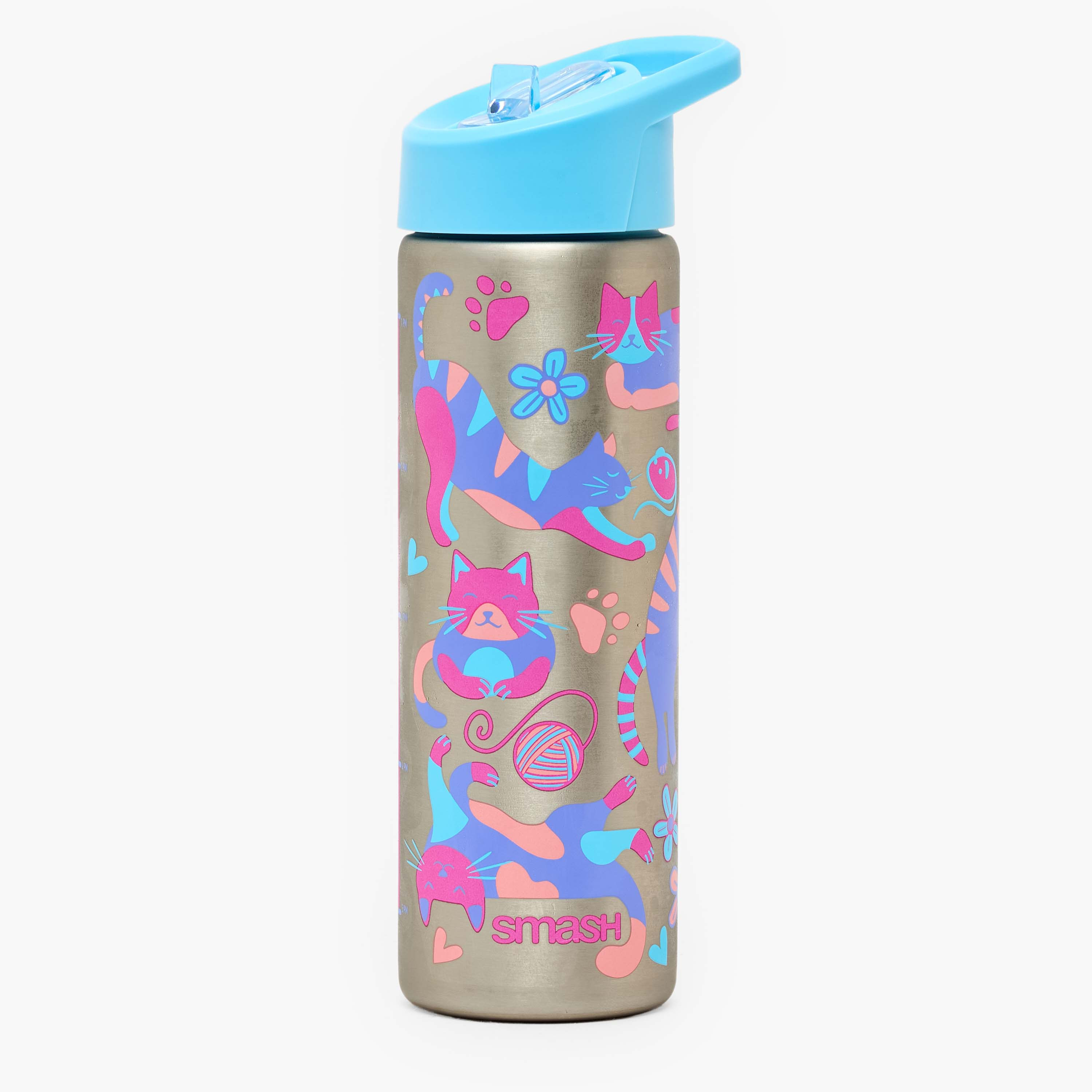 قارورة مياه ستانلس ستيل بطبعات تخييم بغطاء قلّاب وفوهة للشرب ومقبض - 750 مل-school-waterbottles-image-9