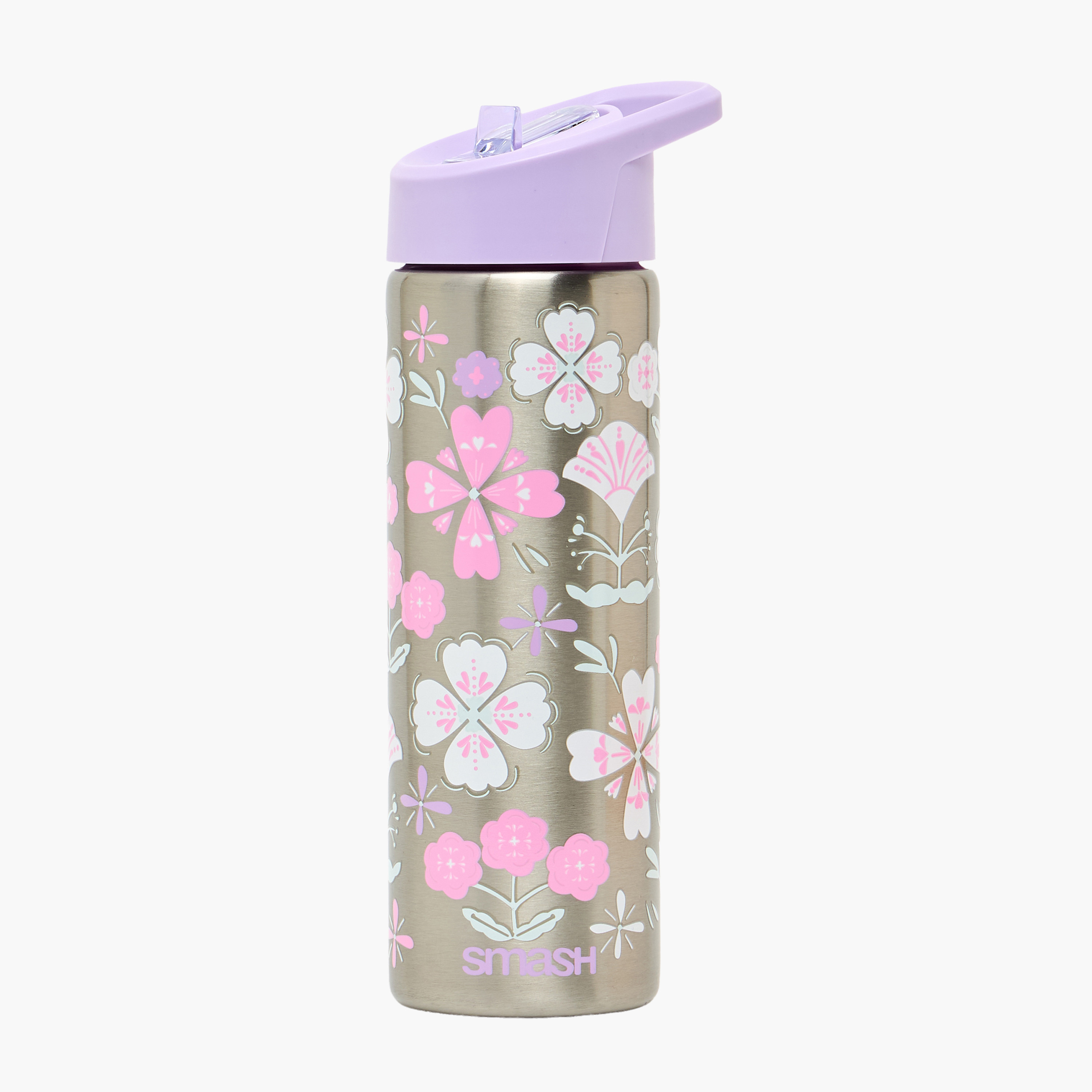 قارورة مياه ستانلس ستيل بطبعات تخييم بغطاء قلّاب وفوهة للشرب ومقبض - 750 مل-school-waterbottles-image-1