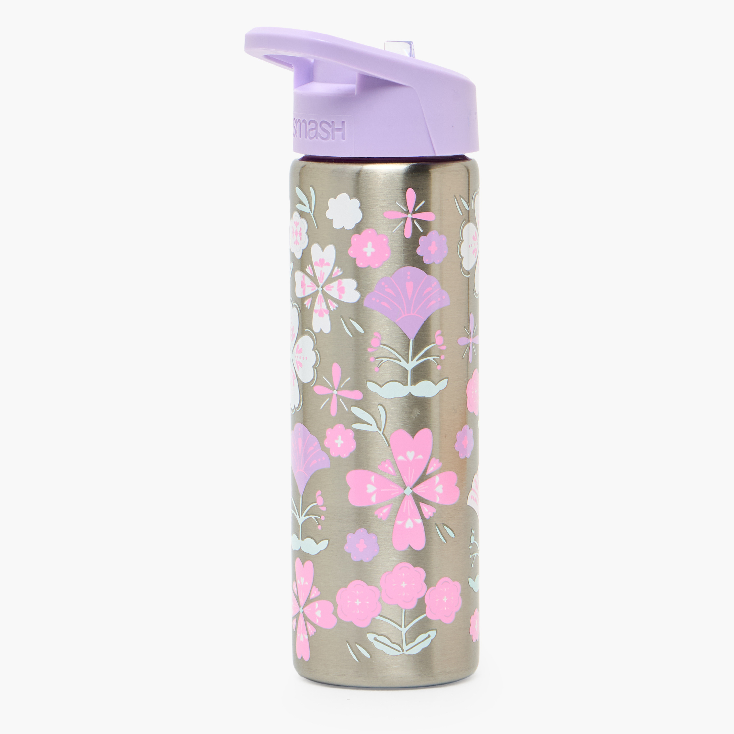 قارورة مياه ستانلس ستيل بطبعات تخييم بغطاء قلّاب وفوهة للشرب ومقبض - 750 مل-school-waterbottles-image-3