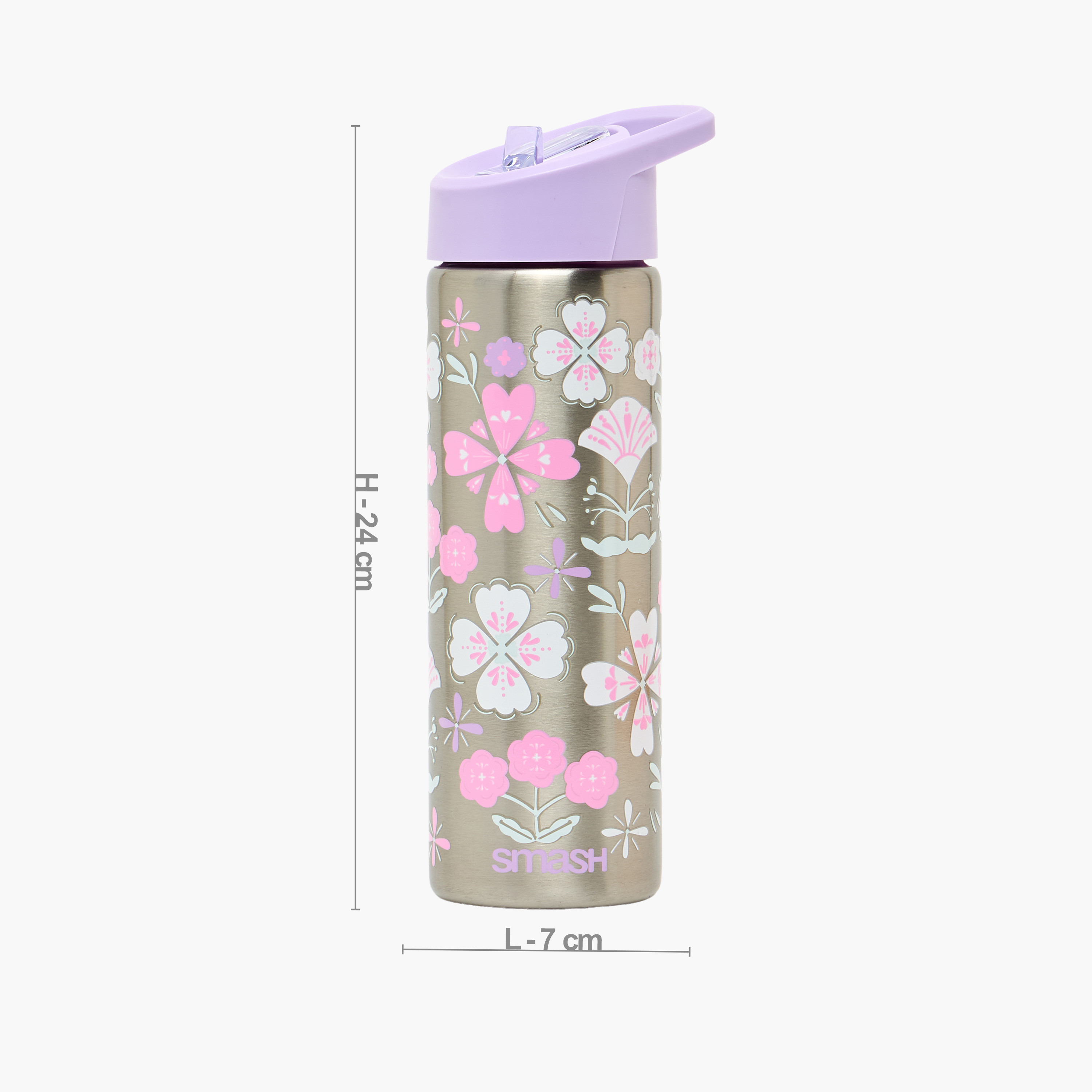 قارورة مياه ستانلس ستيل بطبعات تخييم بغطاء قلّاب وفوهة للشرب ومقبض - 750 مل-school-waterbottles-image-4