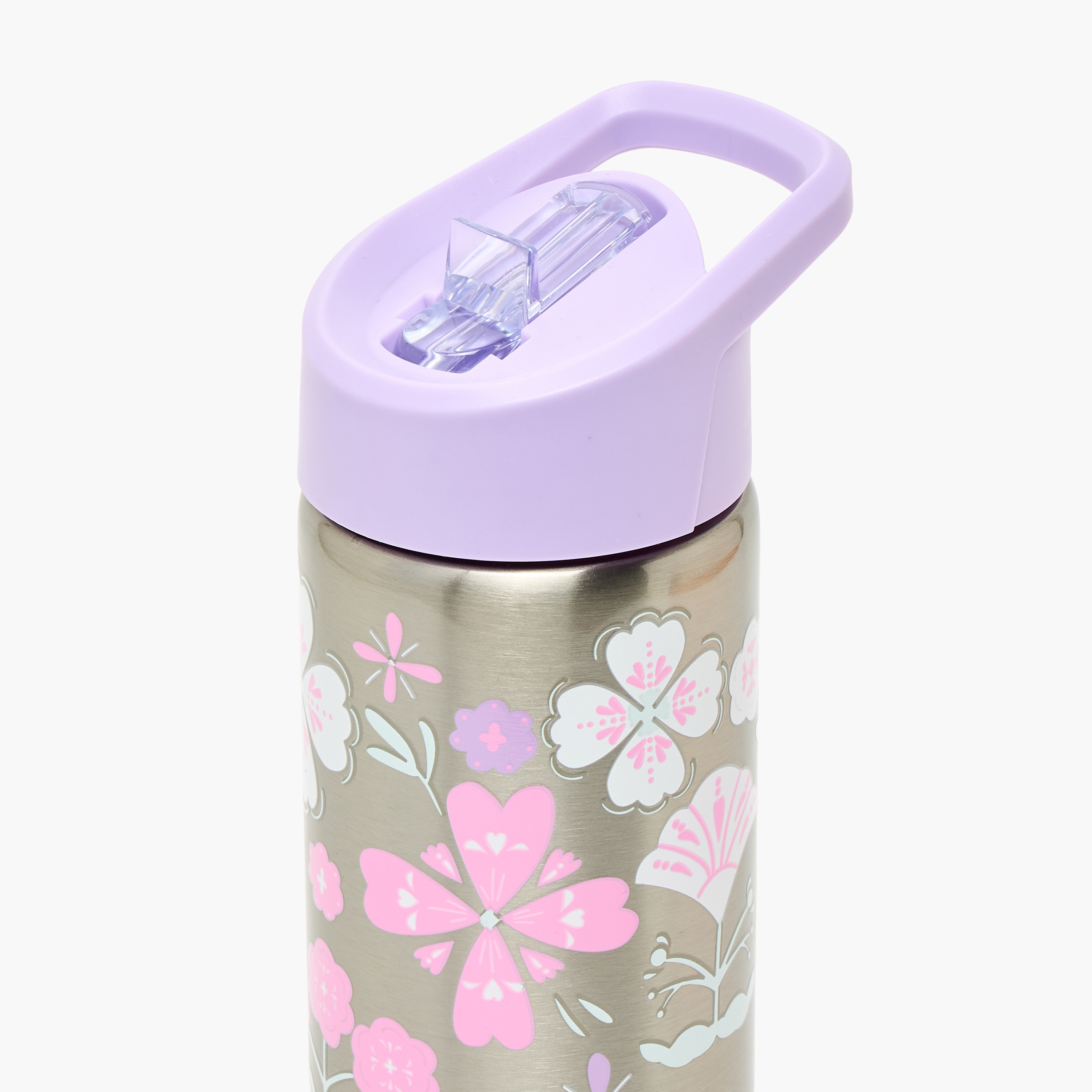 قارورة مياه ستانلس ستيل بطبعات تخييم بغطاء قلّاب وفوهة للشرب ومقبض - 750 مل-school-waterbottles-image-5