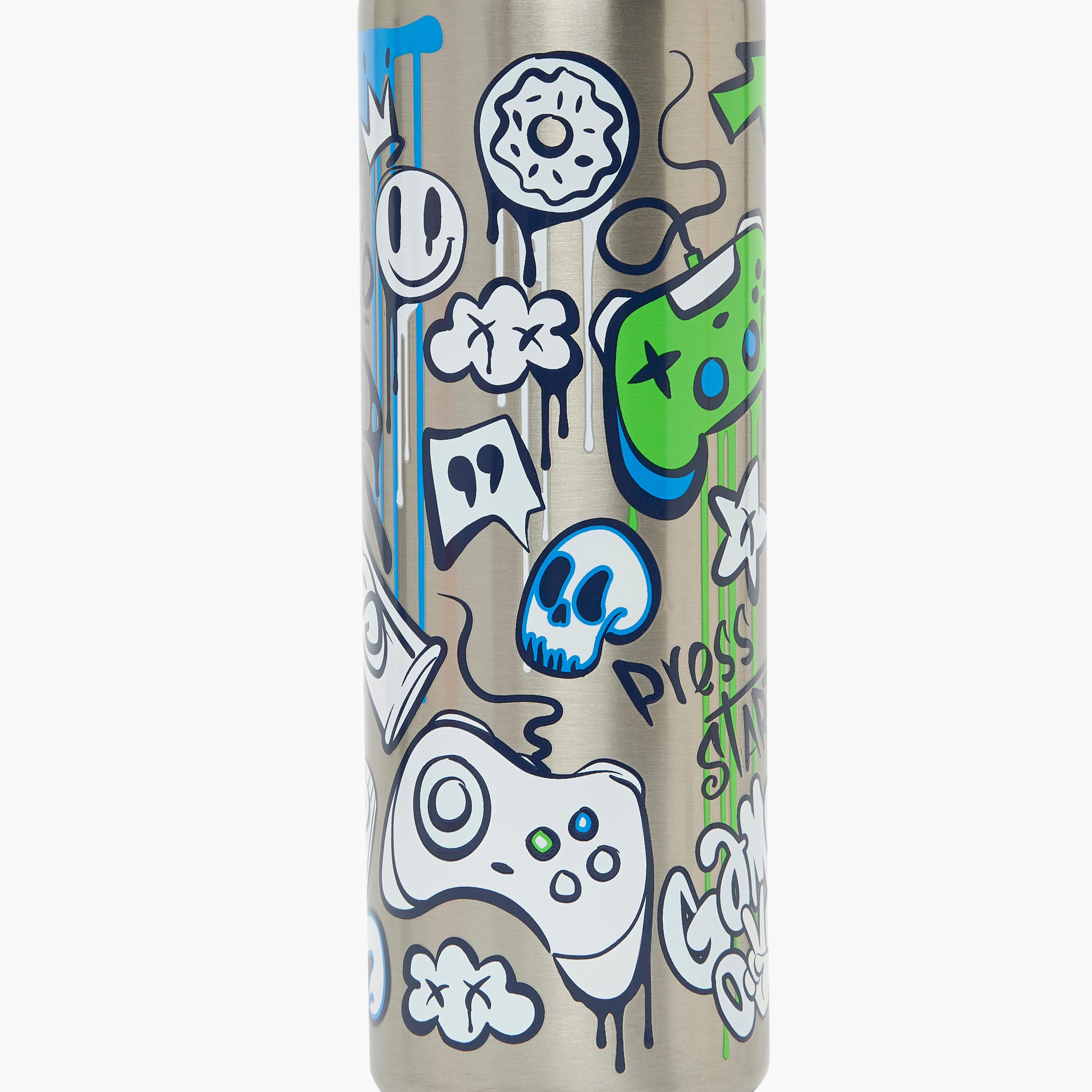 قارورة مياه ستانلس ستيل بطبعات تخييم بغطاء قلّاب وفوهة للشرب ومقبض - 750 مل-school-waterbottles-image-8