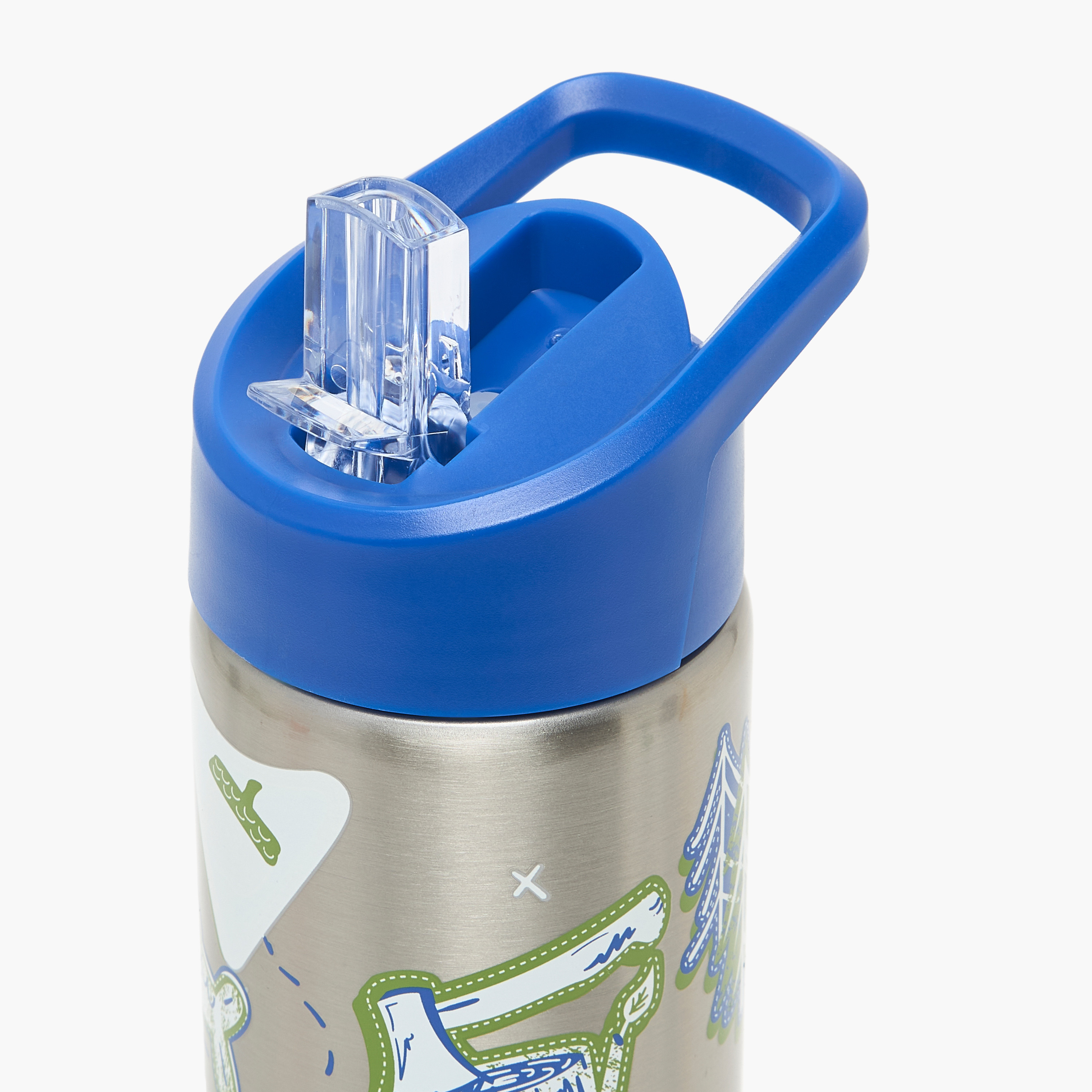 قارورة مياه ستانلس ستيل بطبعات تخييم بغطاء قلّاب وفوهة للشرب ومقبض - 750 مل-school-waterbottles-image-7