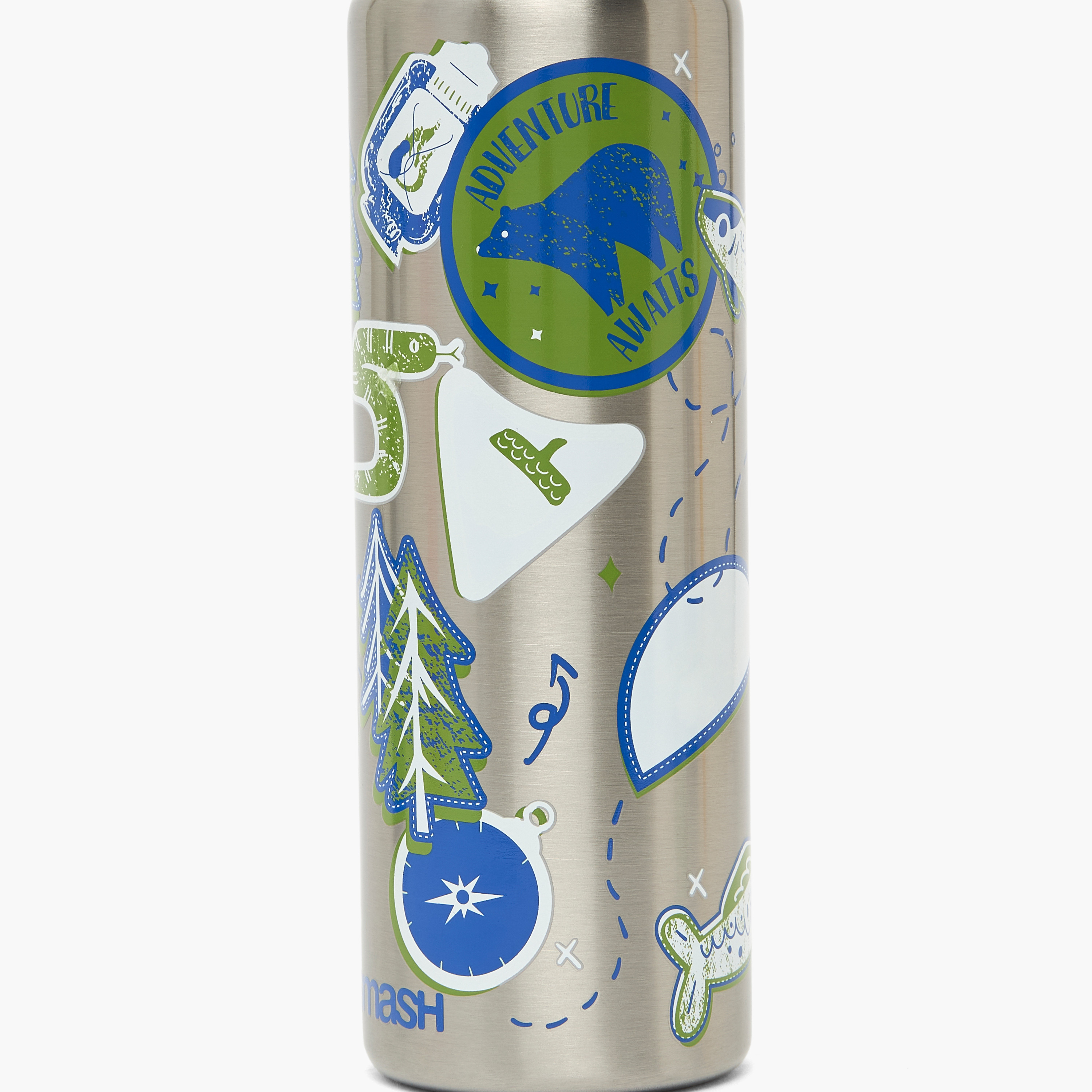 قارورة مياه ستانلس ستيل بطبعات تخييم بغطاء قلّاب وفوهة للشرب ومقبض - 750 مل-school-waterbottles-image-8