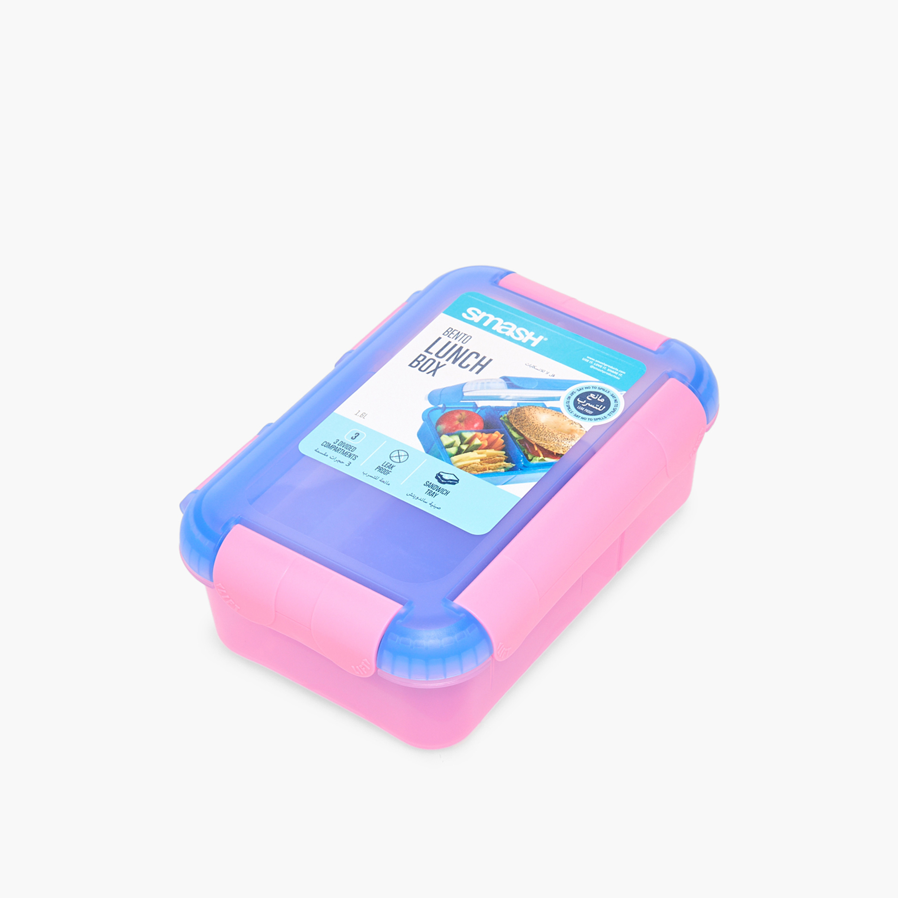 Smash Colorblock Bento Lunch Box for Girls with 3 Divided Compartments - 1.6 L-school-lunchessentials-lunchboxes-image-1