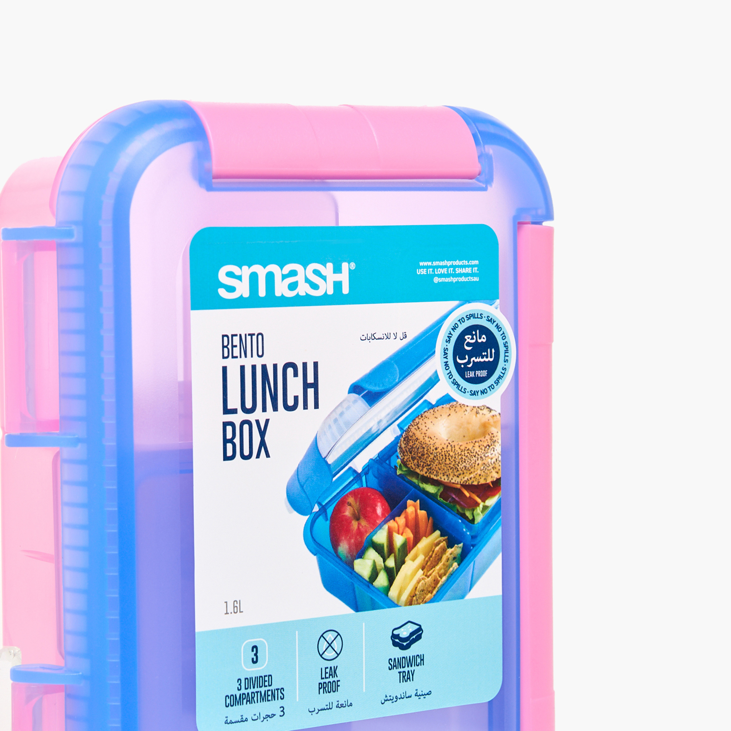 Smash Colorblock Bento Lunch Box for Girls with 3 Divided Compartments - 1.6 L-school-lunchessentials-lunchboxes-image-5