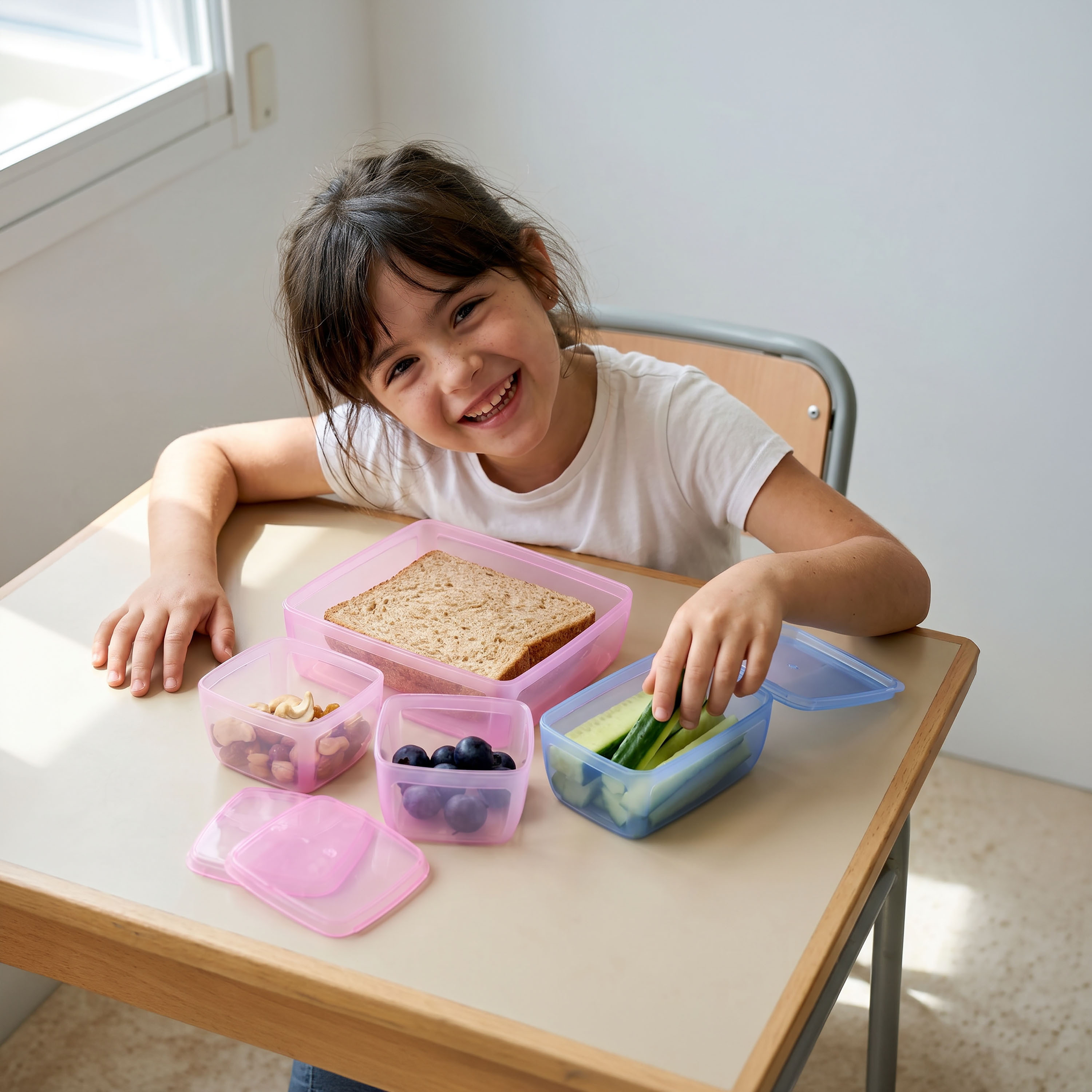 Smash Solid Lunch Box for Girls with Snack Boxes - 500 ml-school-lunchessentials-lunchboxes-image-3