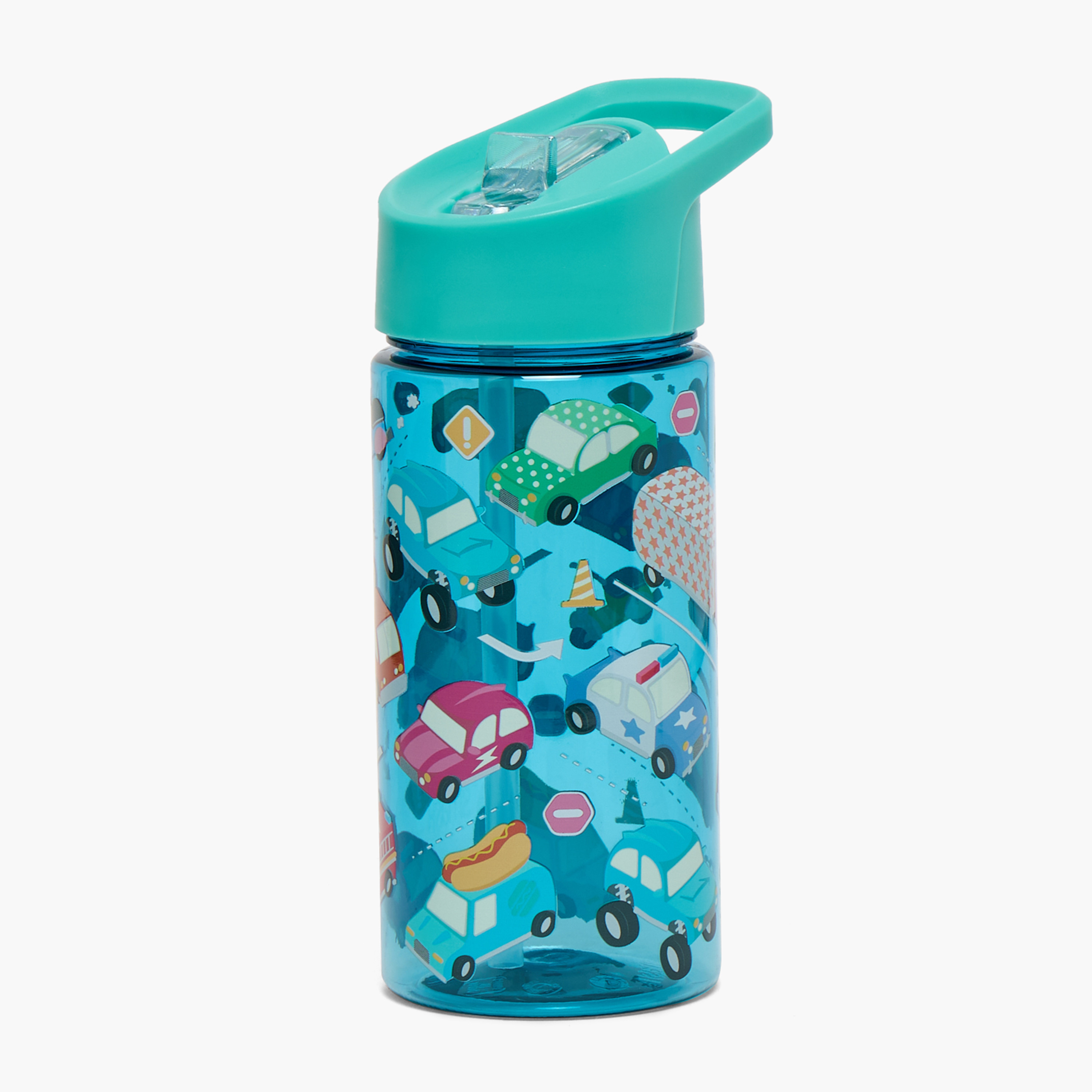 Smash Cars Print Stainless Steel Sipper Water Bottle with Spout - 450 ml-school-waterbottles-image-1