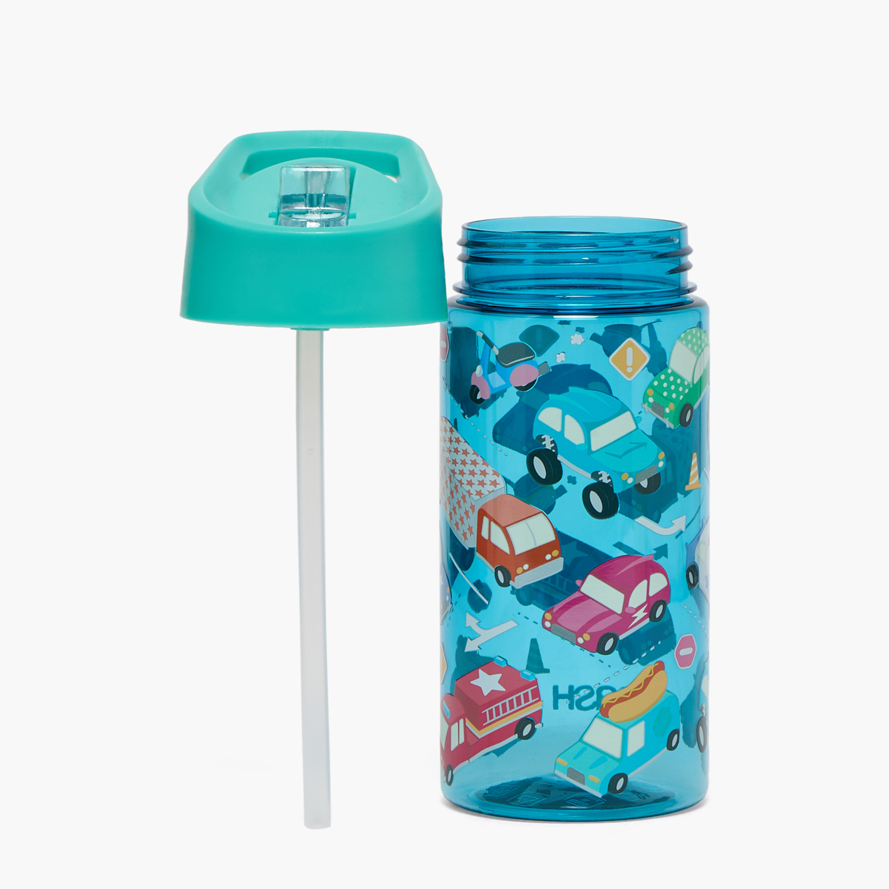 Smash Cars Print Stainless Steel Sipper Water Bottle with Spout - 450 ml-school-waterbottles-image-2