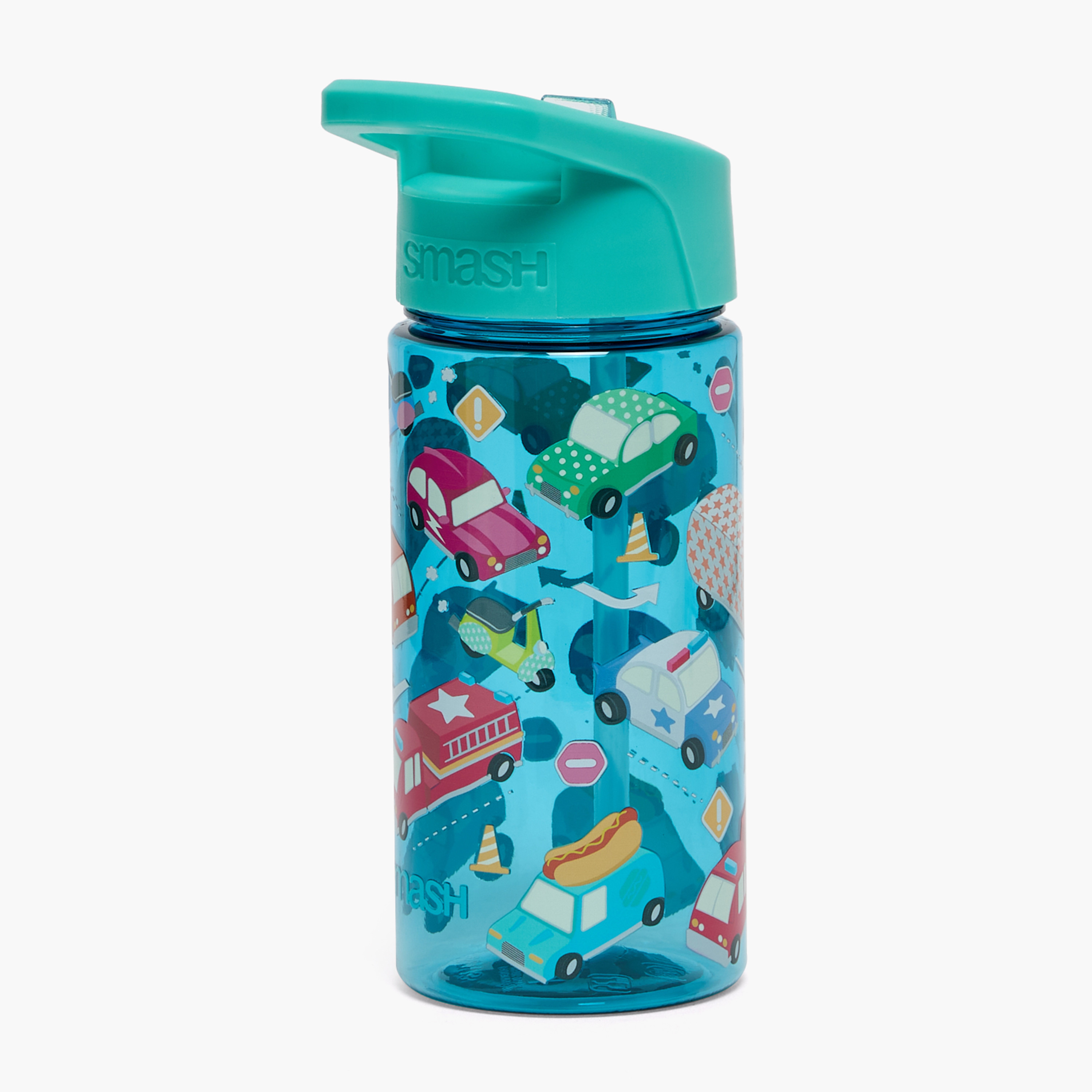 Smash Cars Print Stainless Steel Sipper Water Bottle with Spout - 450 ml-school-waterbottles-image-3