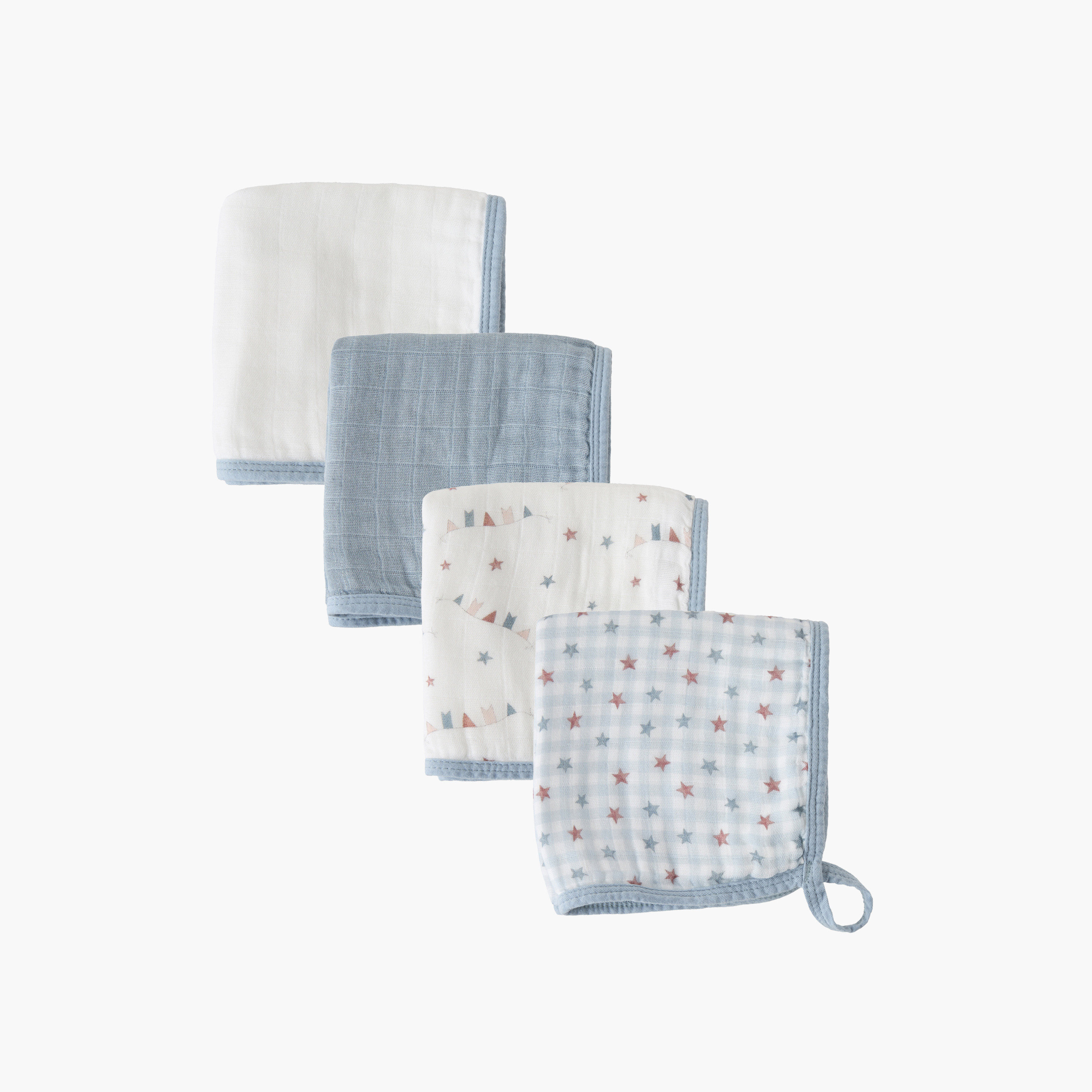 طقم مناشف غسيل للأطفال بطبعات متنوعة - 4 قطع - 30x30 سم-baby-bathandcare-towels-image-1
