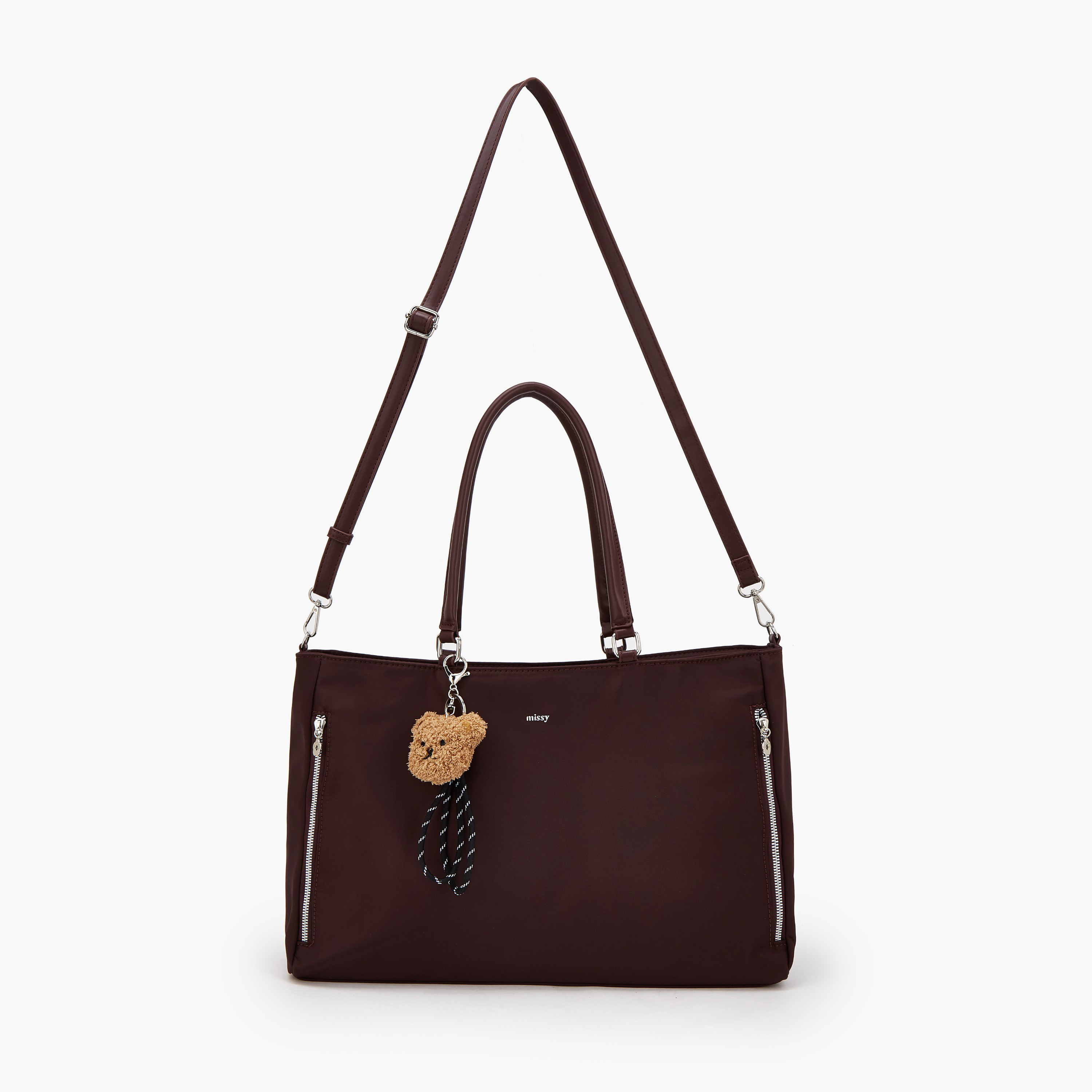 Missy Teddy Bear Charm Tote Bag with Zip Closure-women-bagsandwallets-handbags-image-2