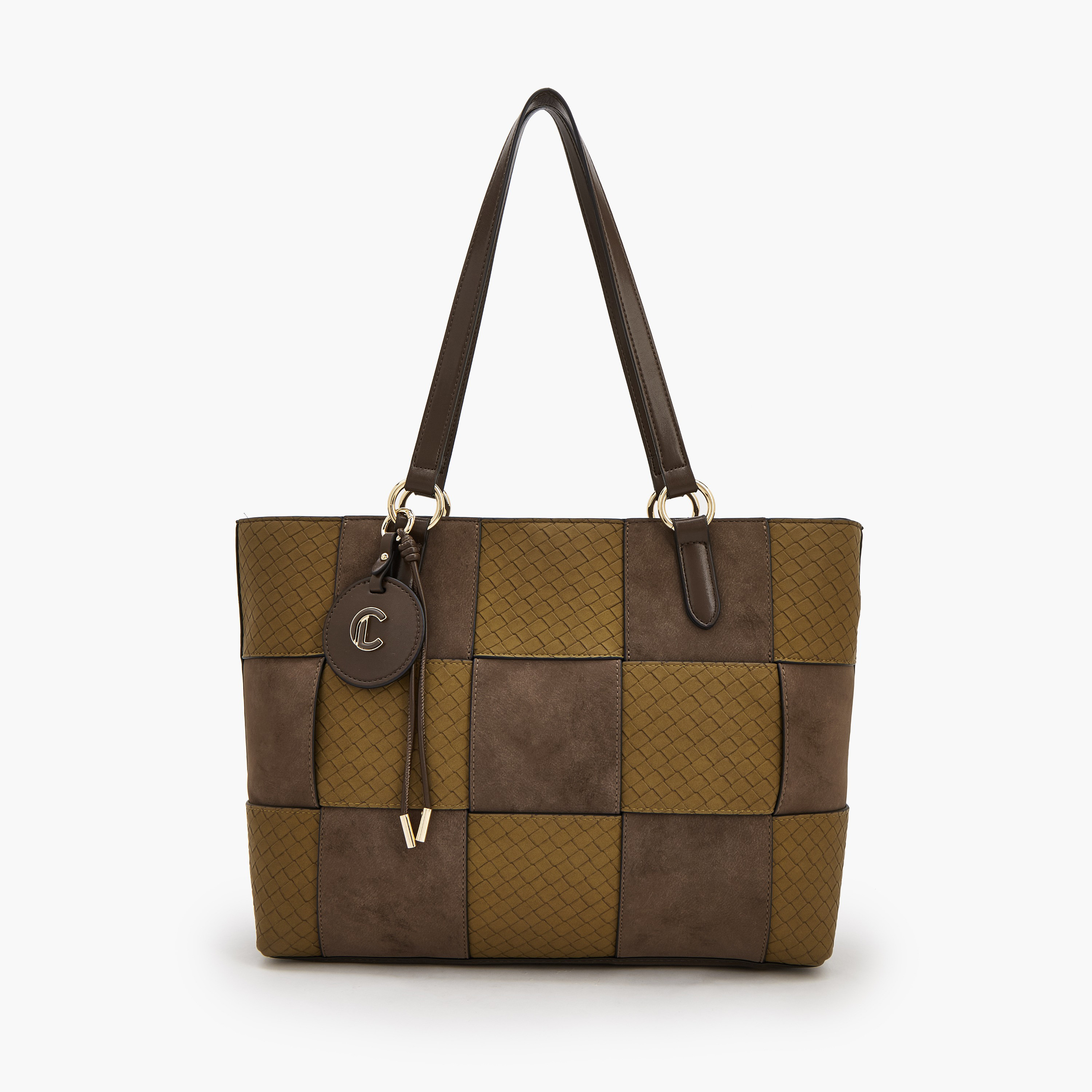 Le Confort Panelled Tote Bag with Zip Closure-women-bagsandwallets-handbags-image-1