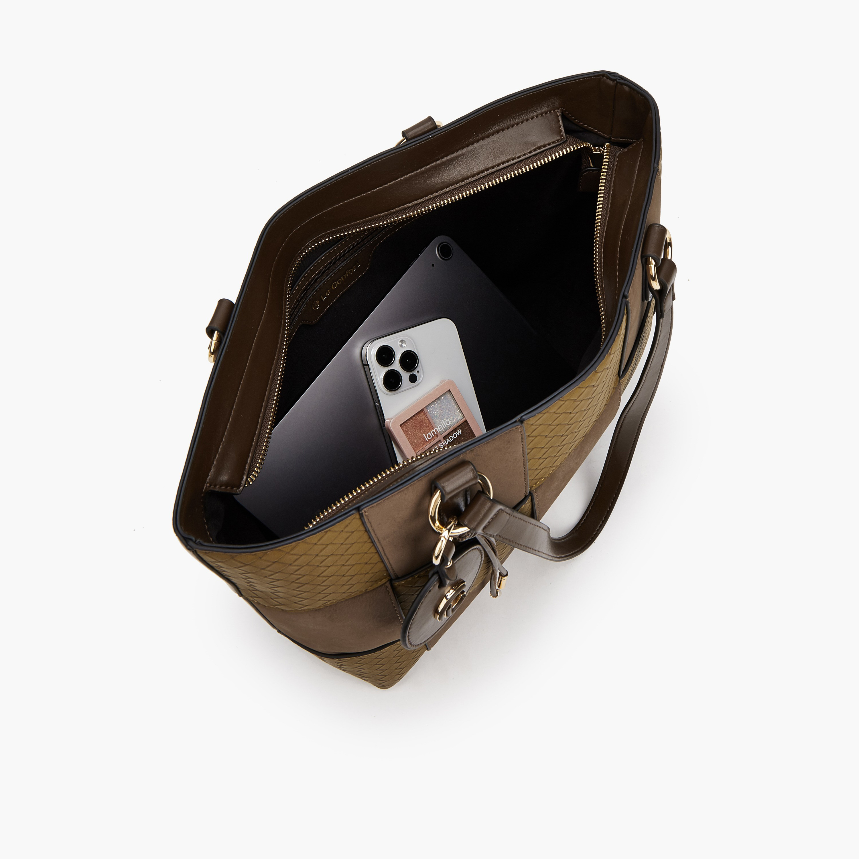 Le Confort Panelled Tote Bag with Zip Closure-women-bagsandwallets-handbags-image-7