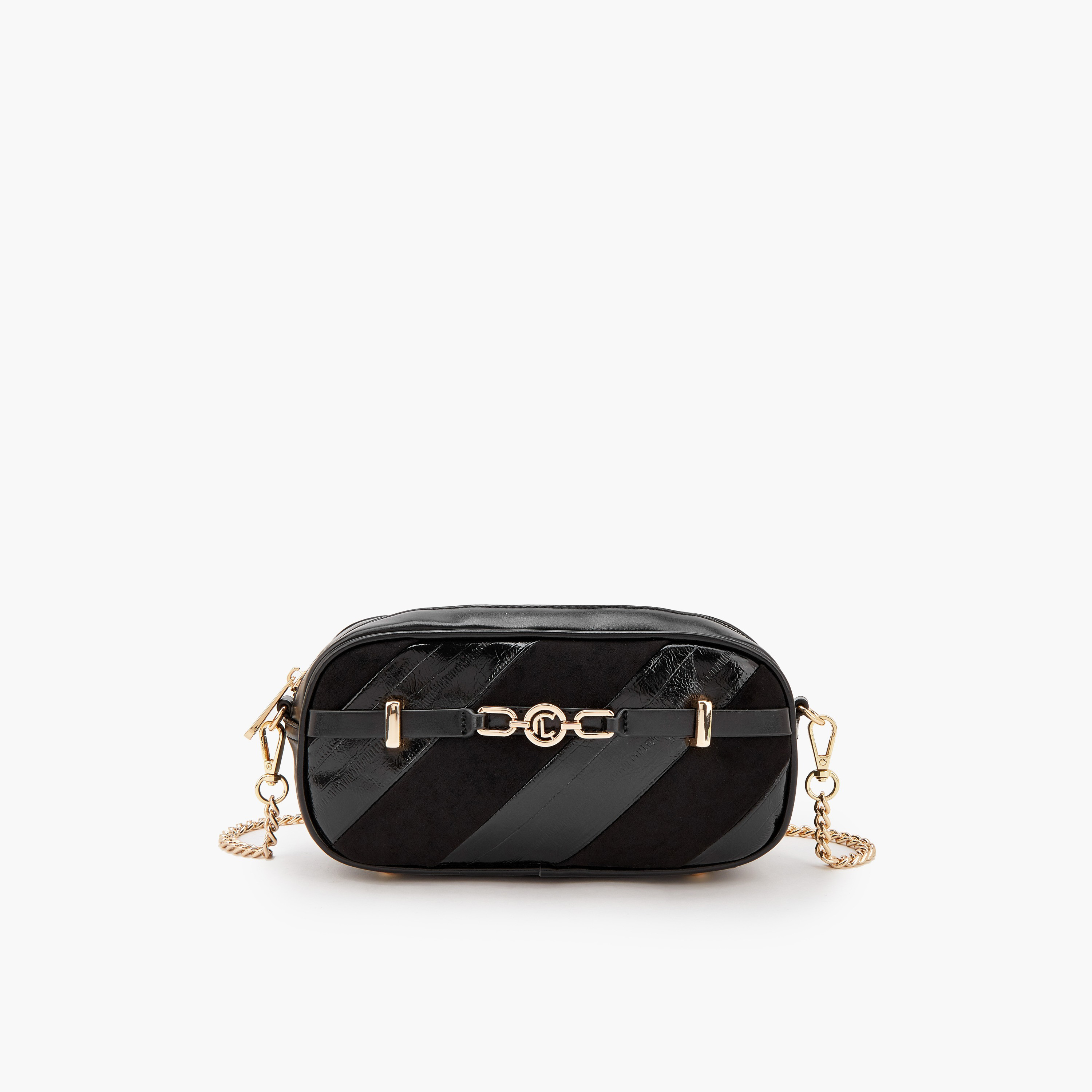 شنطة كروس بودي مخططة بسحاب إغلاق من  لو كونفورت-women-bagsandwallets-handbags-image-1