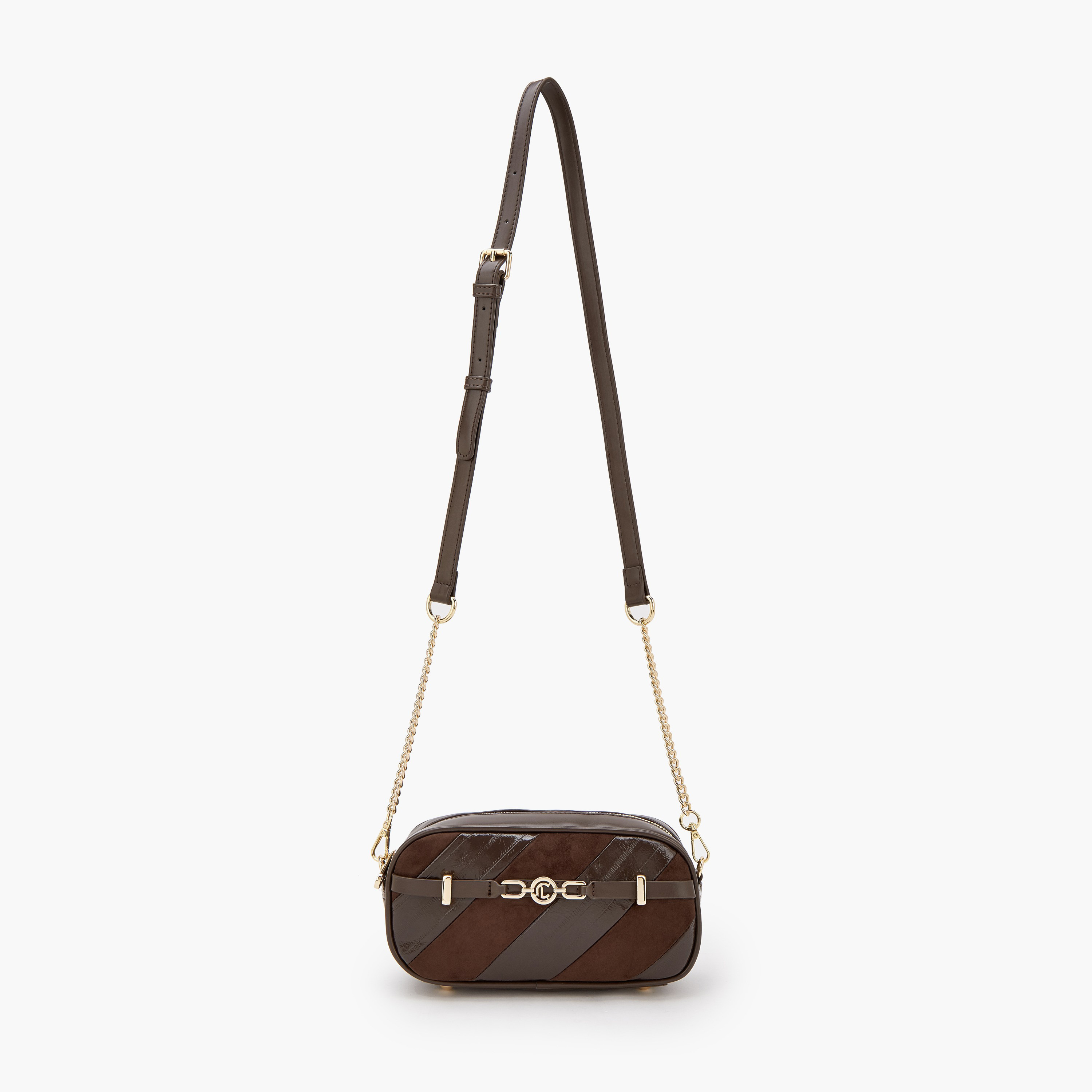 شنطة كروس بودي مخططة بسحاب إغلاق من  لو كونفورت-women-bagsandwallets-handbags-image-2