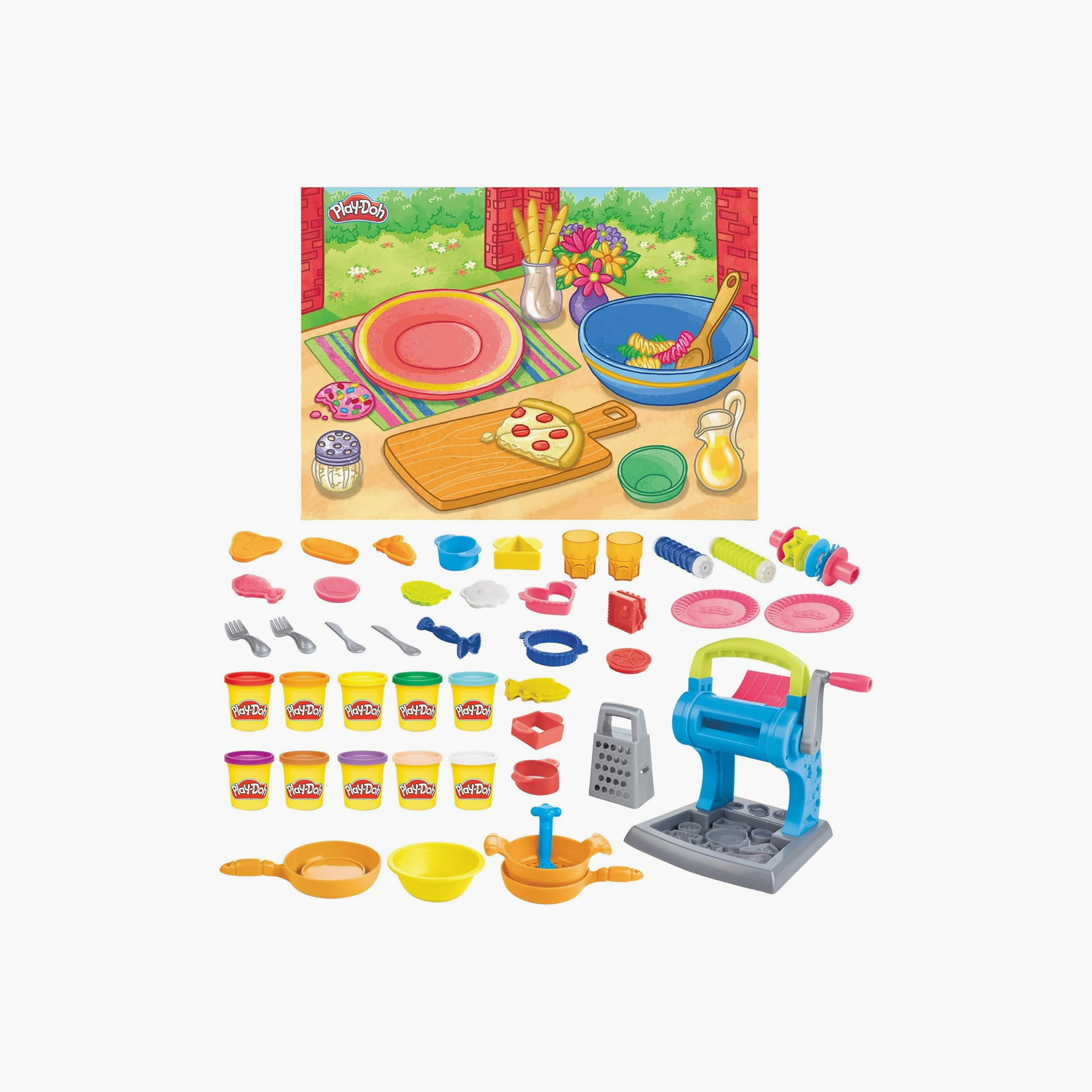 طقم لعب عشاء الباستا بلاي دو مع علب صلصال 35 قطعة من هاسبرو-toys-educational-doughtoys-image-1