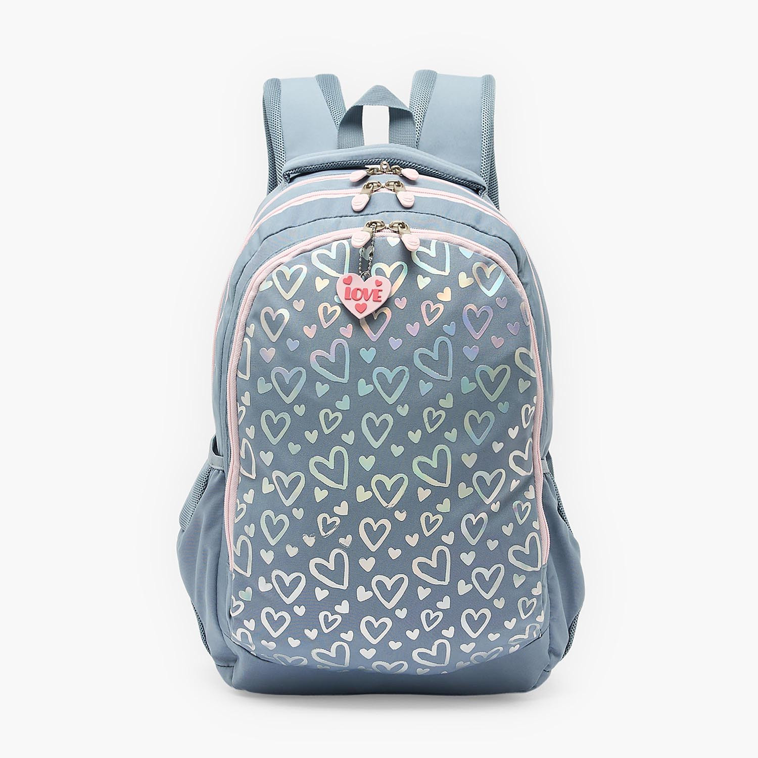 شنطة ظهر بأحزمة مبطنة وطبعات قلوب للبنات بعمر 8-13 سنة من إس تي رايت - 18 بوصة-school-bagsandbackpacks-backpacks-image-1