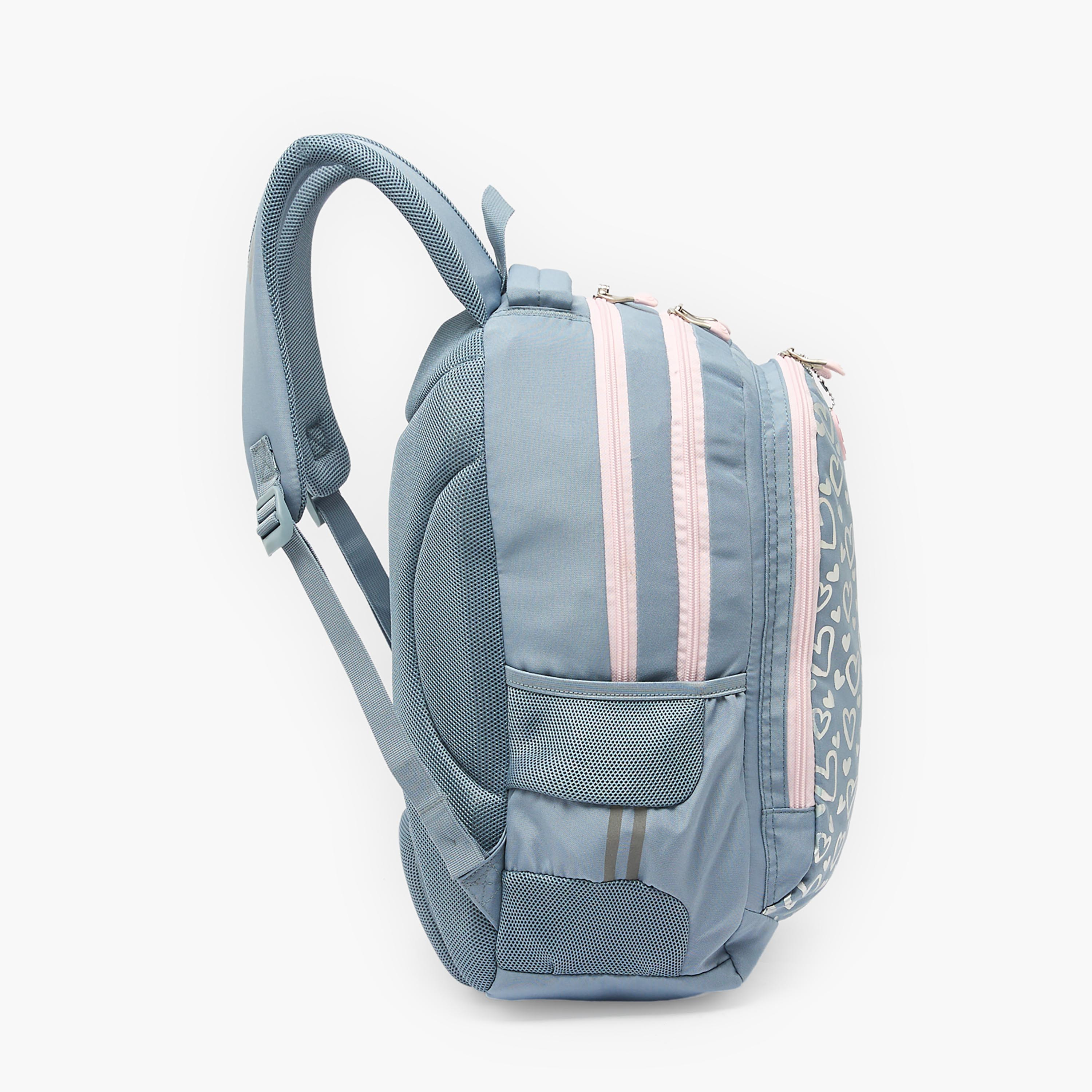 شنطة ظهر بأحزمة مبطنة وطبعات قلوب للبنات بعمر 8-13 سنة من إس تي رايت - 18 بوصة-school-bagsandbackpacks-backpacks-image-9