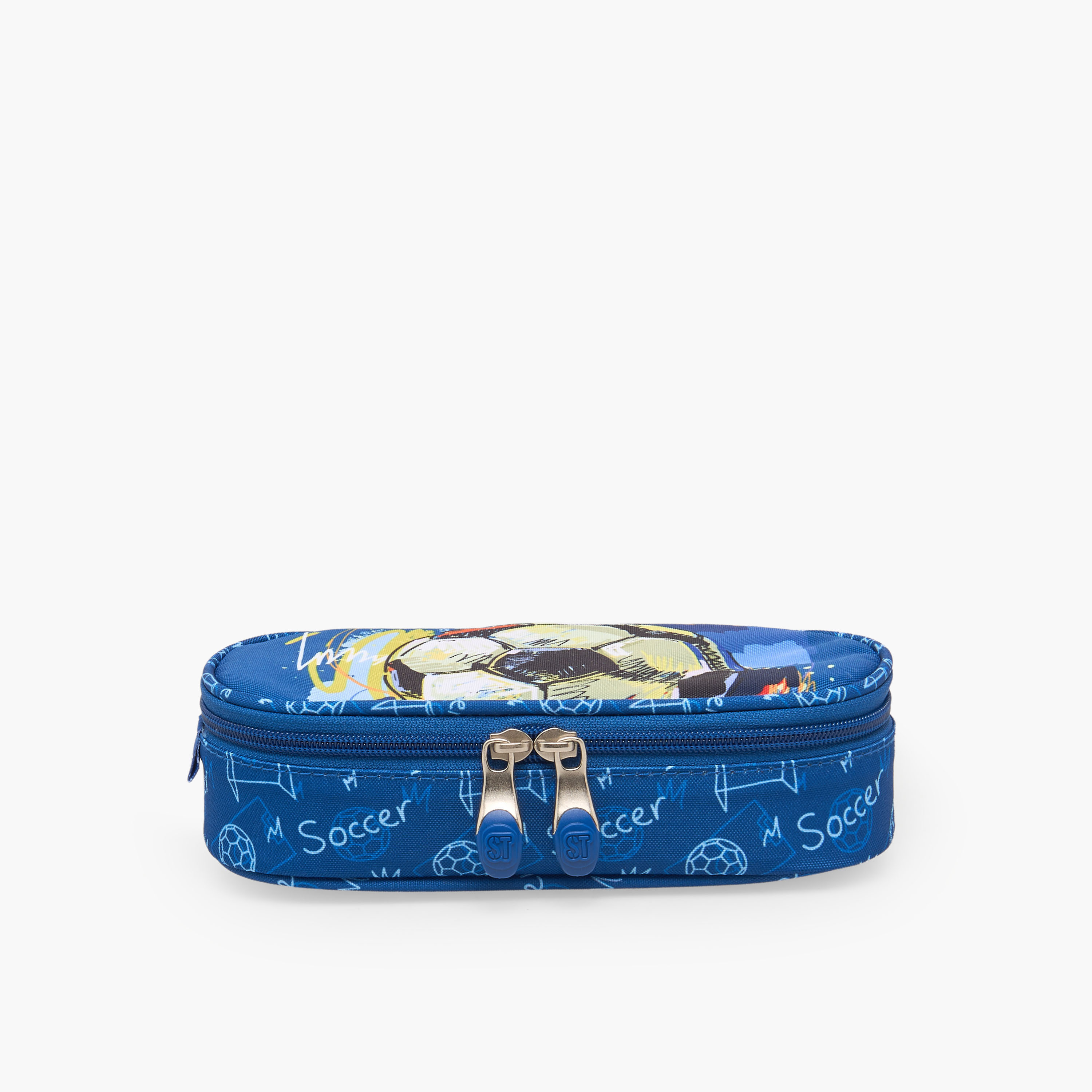 مقلمة بطبعات كرة قدم وسحاب إغلاق من سانت رايت-school-stationery-pencilcases-image-1
