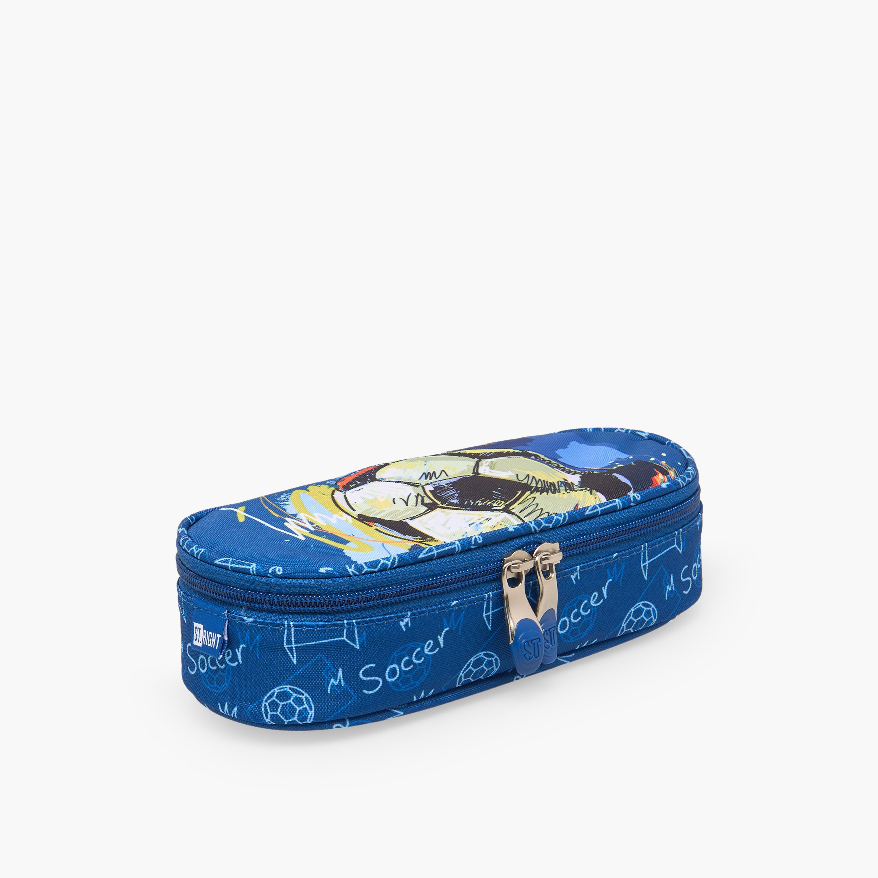 مقلمة بطبعات كرة قدم وسحاب إغلاق من سانت رايت-school-stationery-pencilcases-image-2