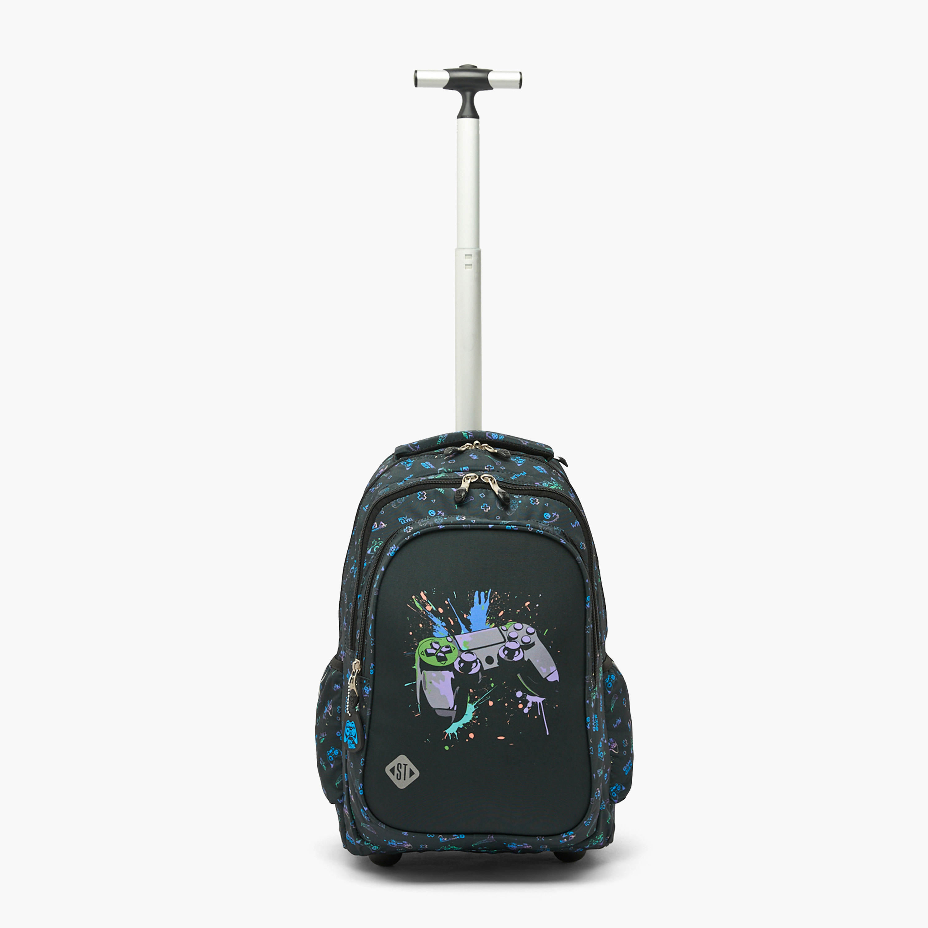 St.Right Controller Print Trolley Backpack for Boys 8-13 Years with Retractable Handle - 18 inch-school-bagsandbackpacks-trolleybags-image-4