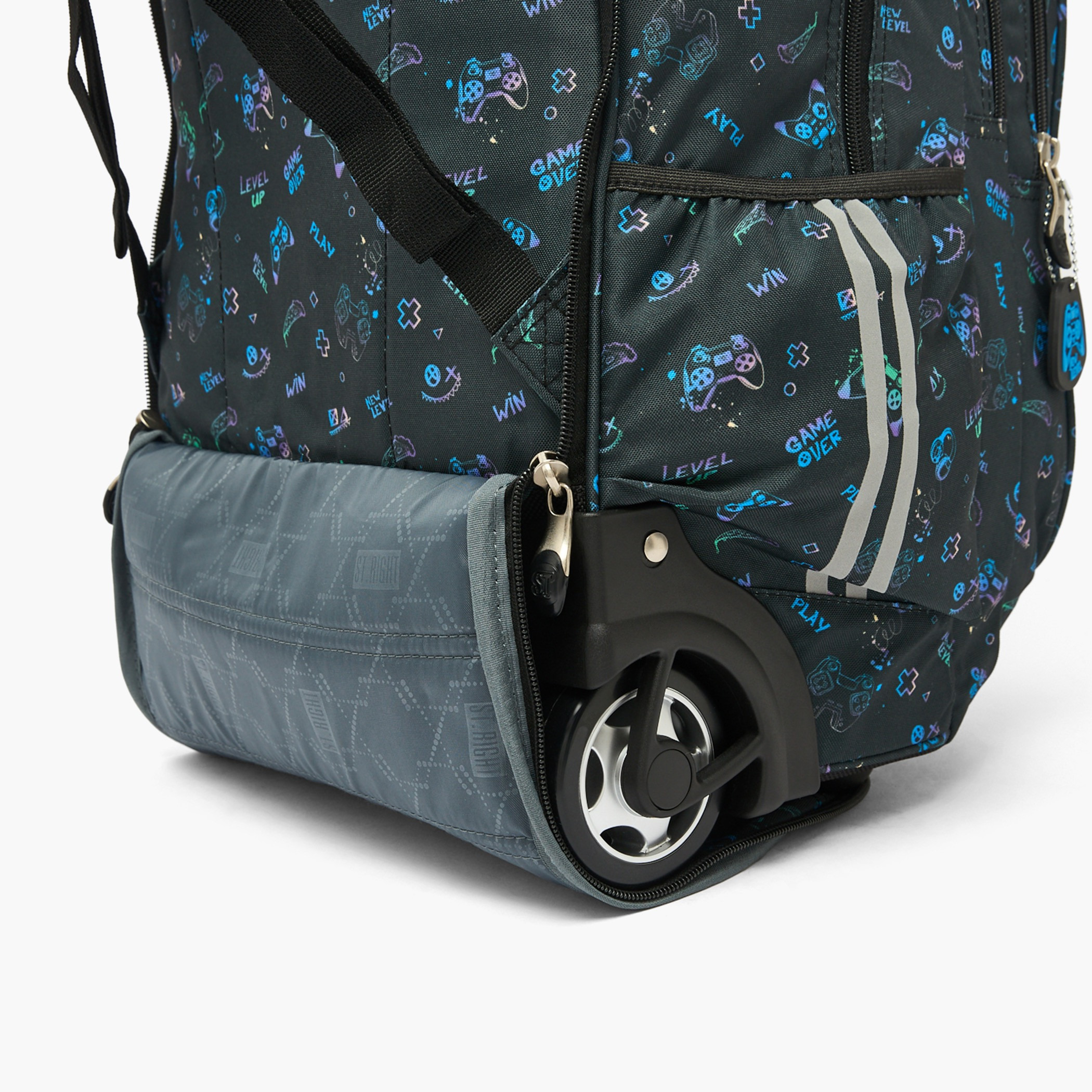 St.Right Controller Print Trolley Backpack for Boys 8-13 Years with Retractable Handle - 18 inch-school-bagsandbackpacks-trolleybags-image-7