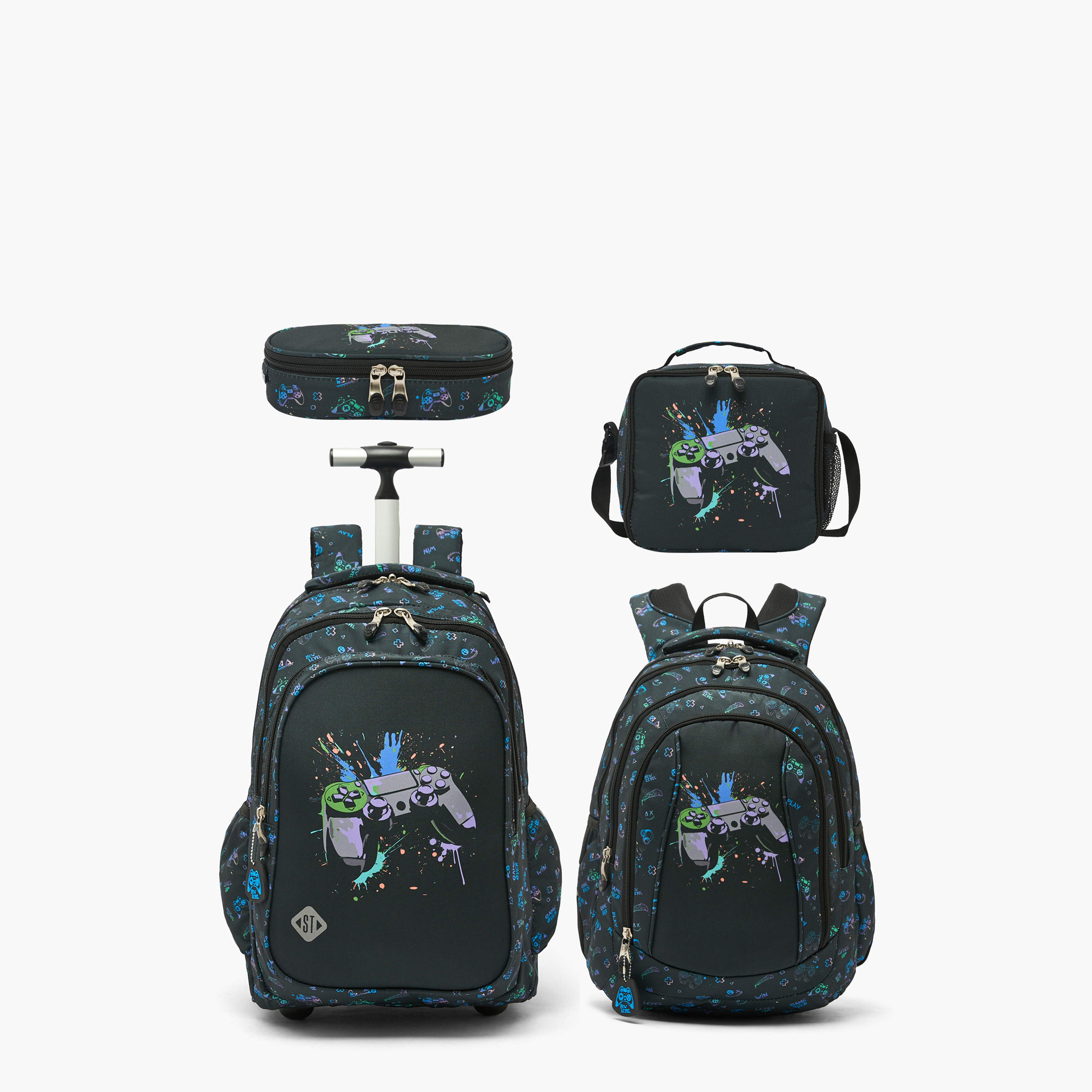 St.Right Controller Print Trolley Backpack for Boys 8-13 Years with Retractable Handle - 18 inch-school-bagsandbackpacks-trolleybags-image-9
