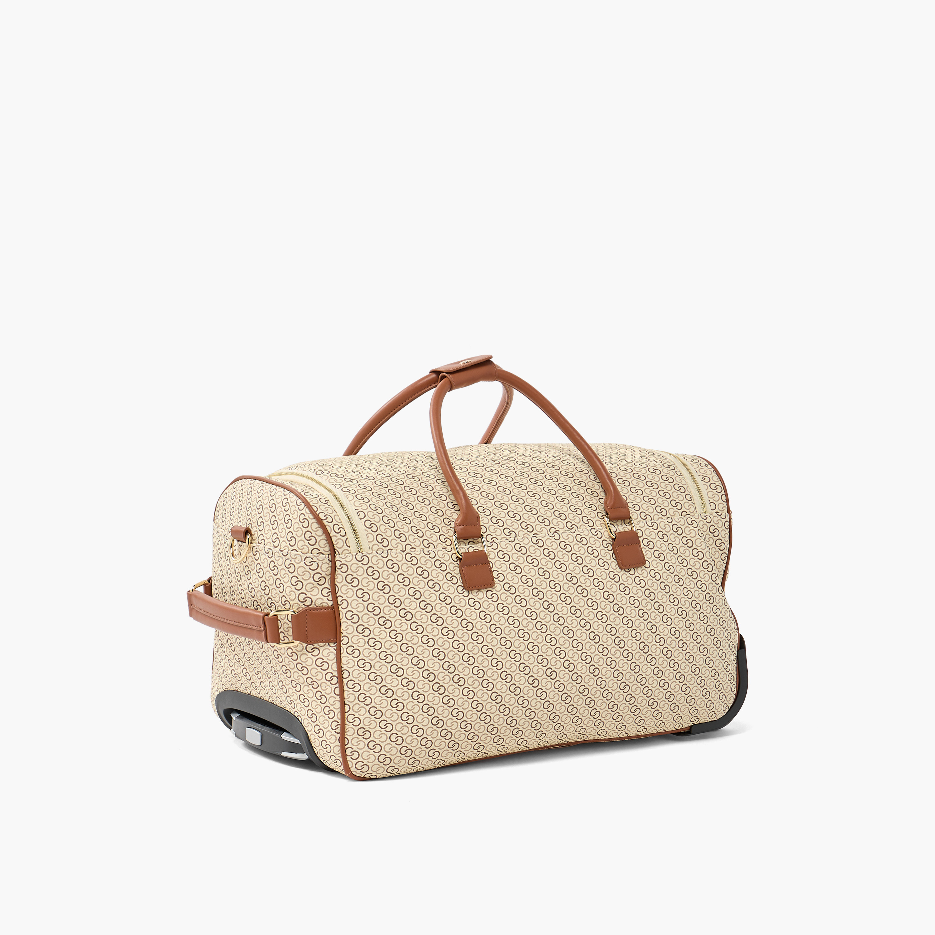 Celeste Monogram Print Duffle Bag with Wheels-travel-luggagesandbags-dufflebags-image-3