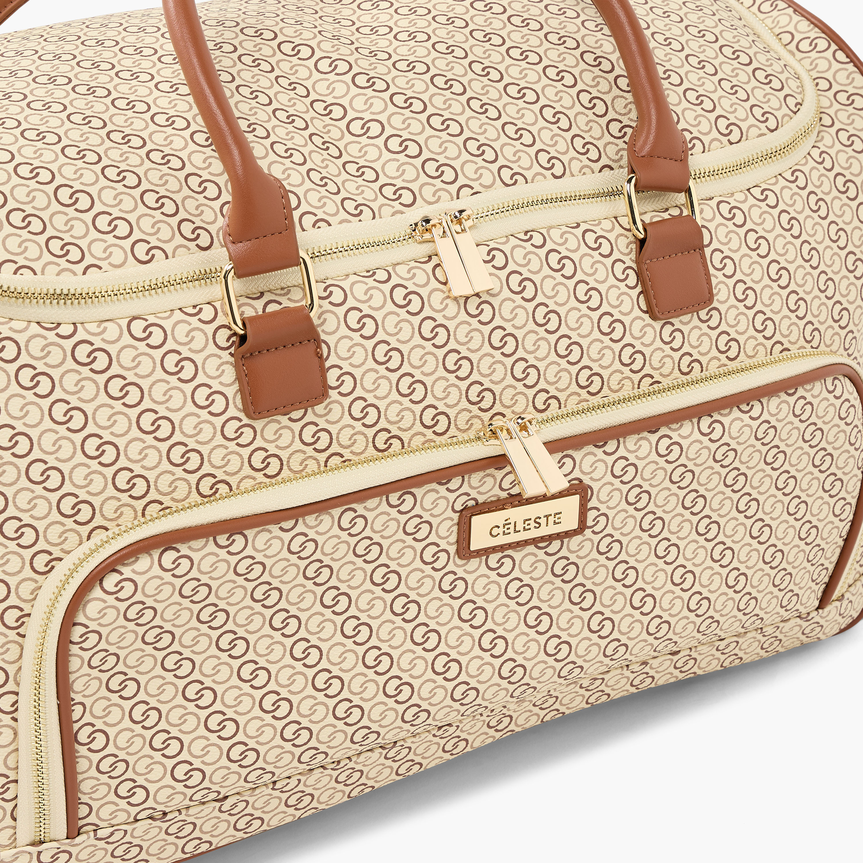 Celeste Monogram Print Duffle Bag with Wheels-travel-luggagesandbags-dufflebags-image-5