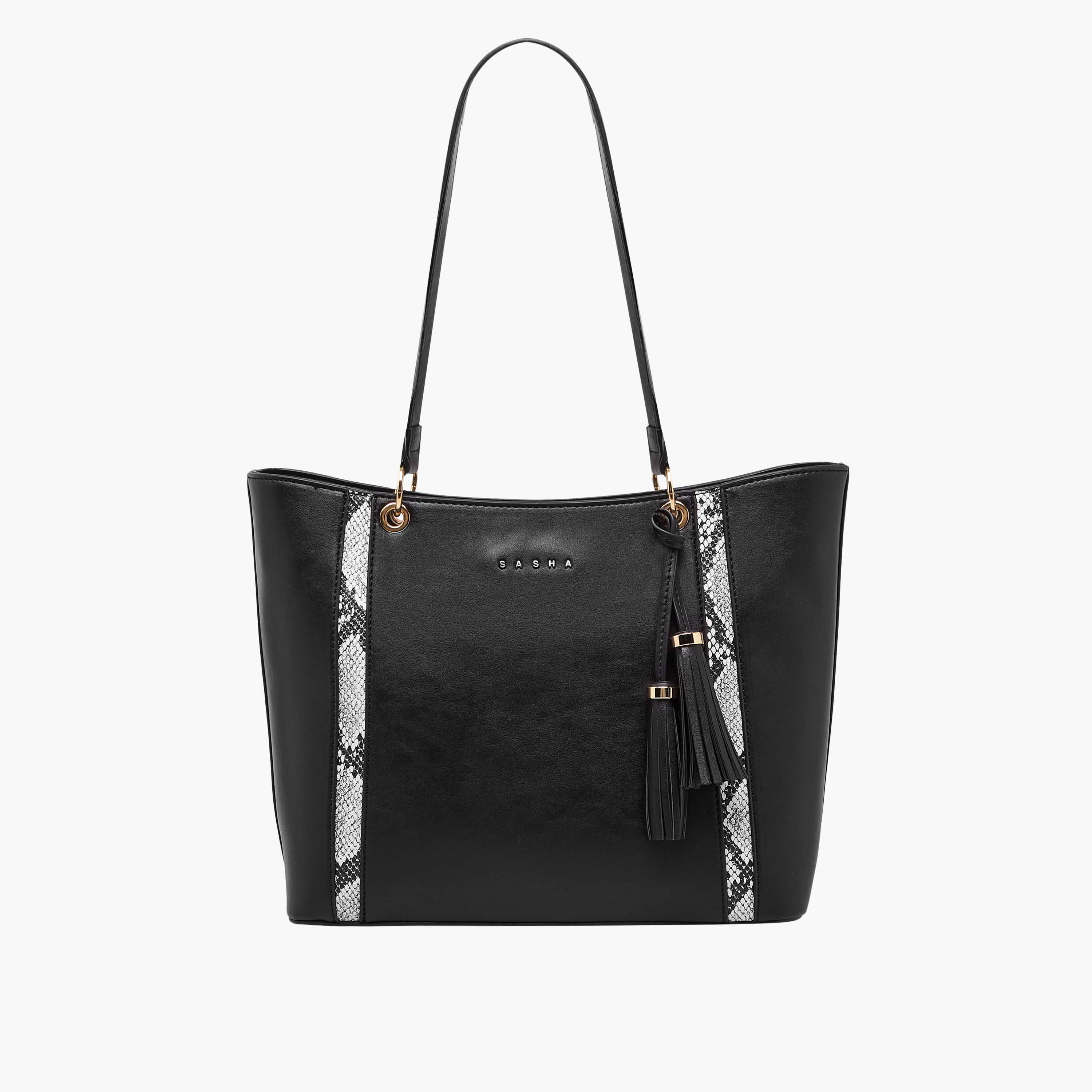حقيبة توت مخططة بمقابض مزدوجة من ساشا-women-bagsandwallets-handbags-image-1