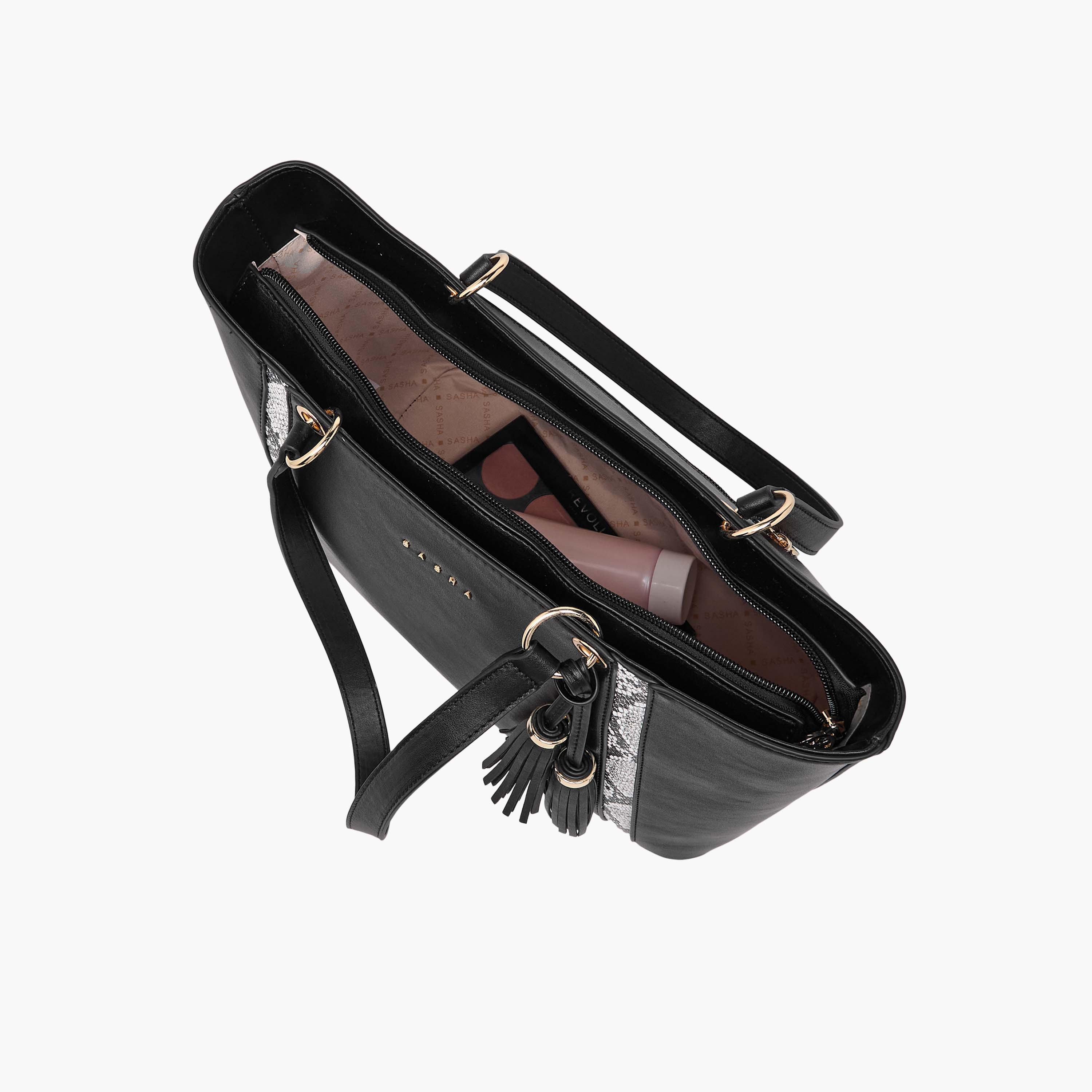 حقيبة توت مخططة بمقابض مزدوجة من ساشا-women-bagsandwallets-handbags-image-7