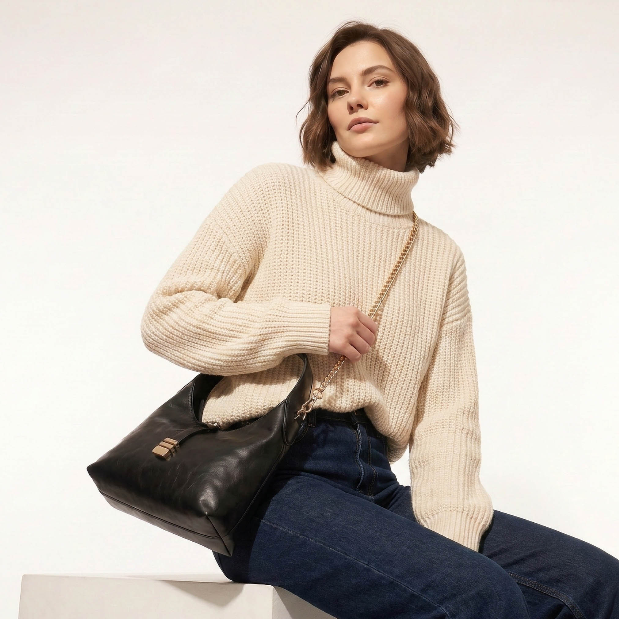 شنطة كتف سادة بحزام سلسلة من ساشا-women-bagsandwallets-handbags-image-2