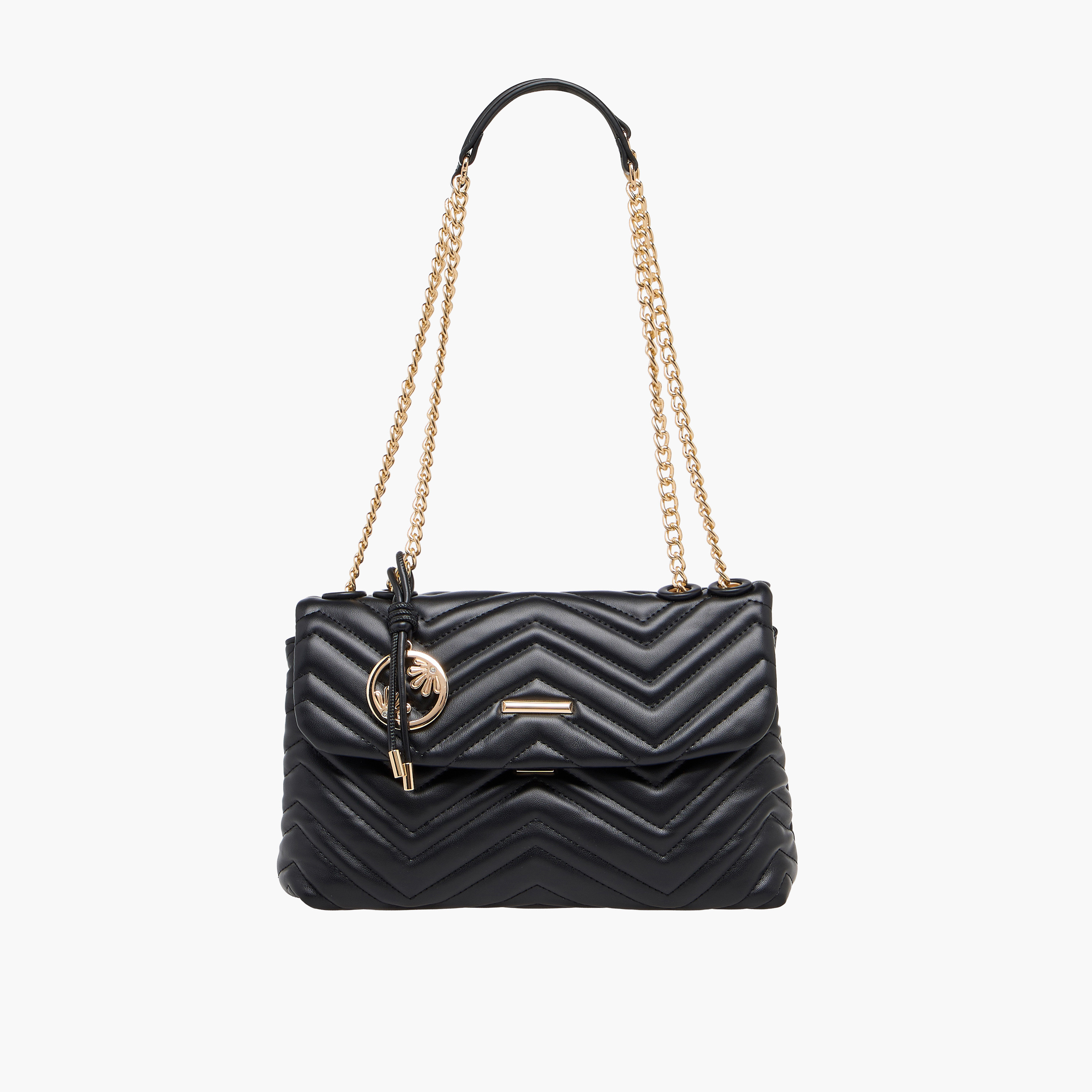 Sasha Chevron Quilted Satchel Bag with Chain Strap-women-bagsandwallets-handbags-image-1