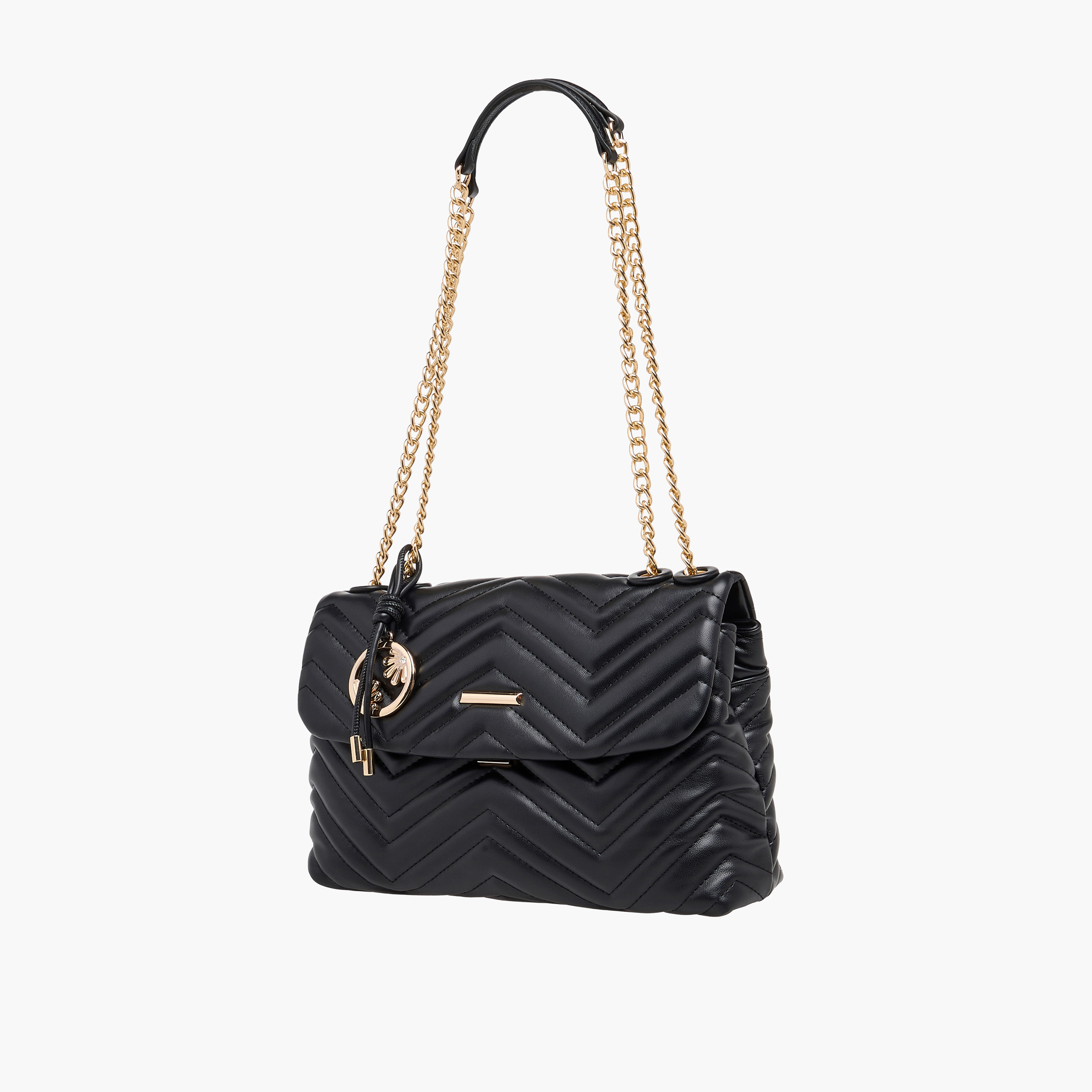 Sasha Chevron Quilted Satchel Bag with Chain Strap-women-bagsandwallets-handbags-image-2