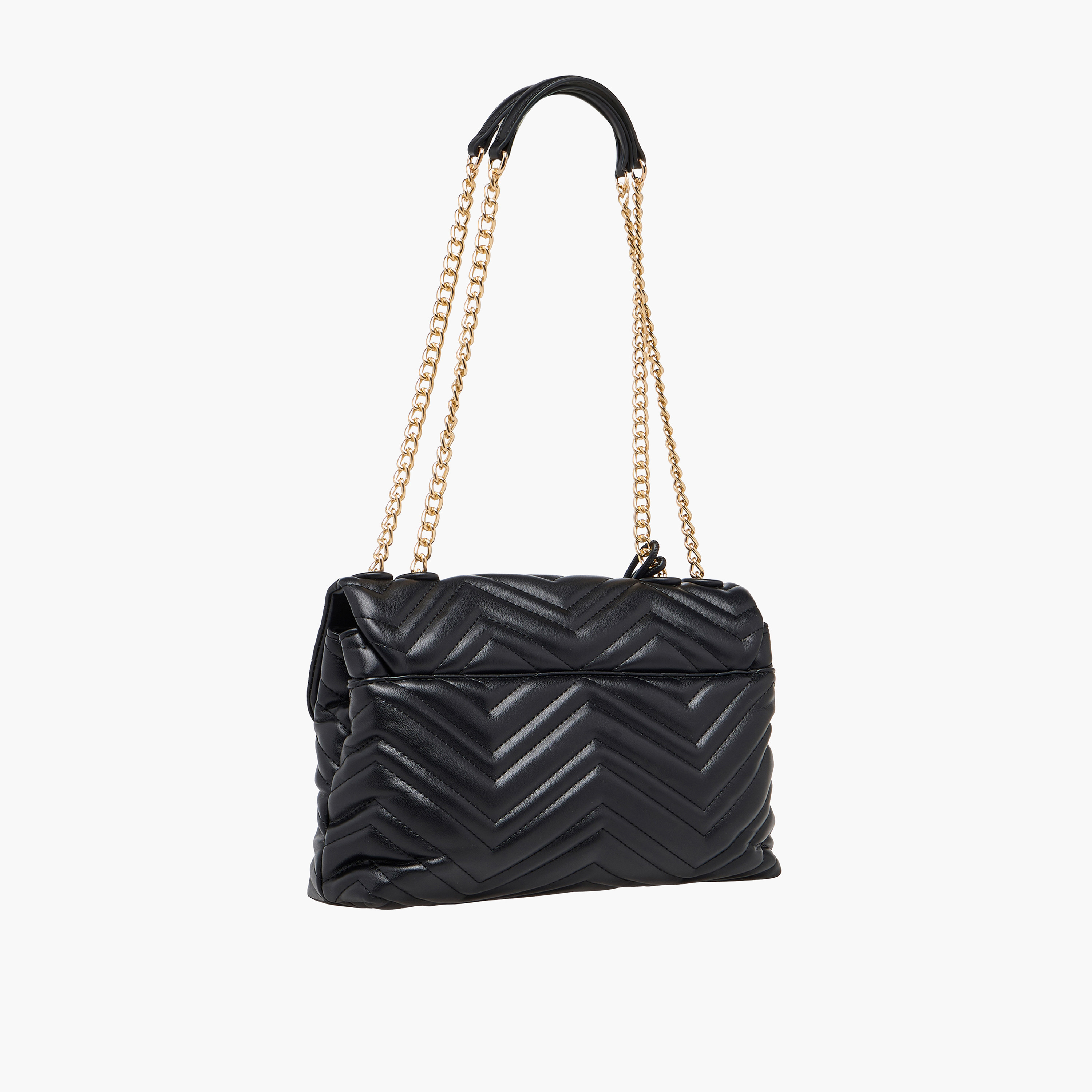 Sasha Chevron Quilted Satchel Bag with Chain Strap-women-bagsandwallets-handbags-image-3