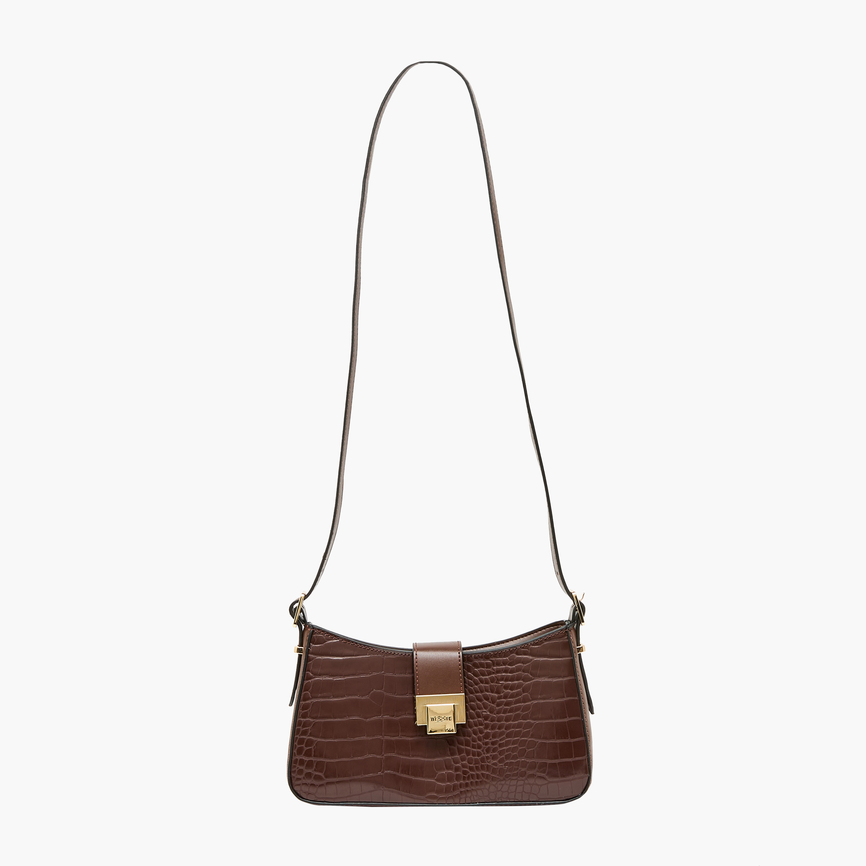 Bessie London Textured Baguette Bag with Adjustable Strap-women-bagsandwallets-handbags-image-3