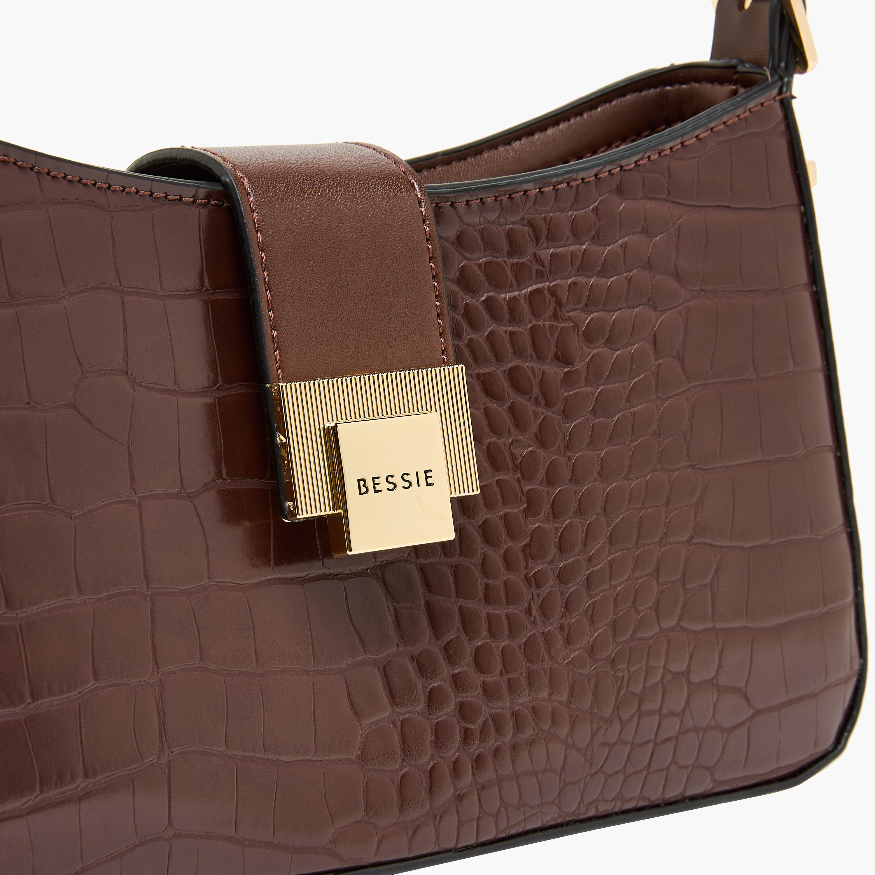 Bessie London Textured Baguette Bag with Adjustable Strap-women-bagsandwallets-handbags-image-5