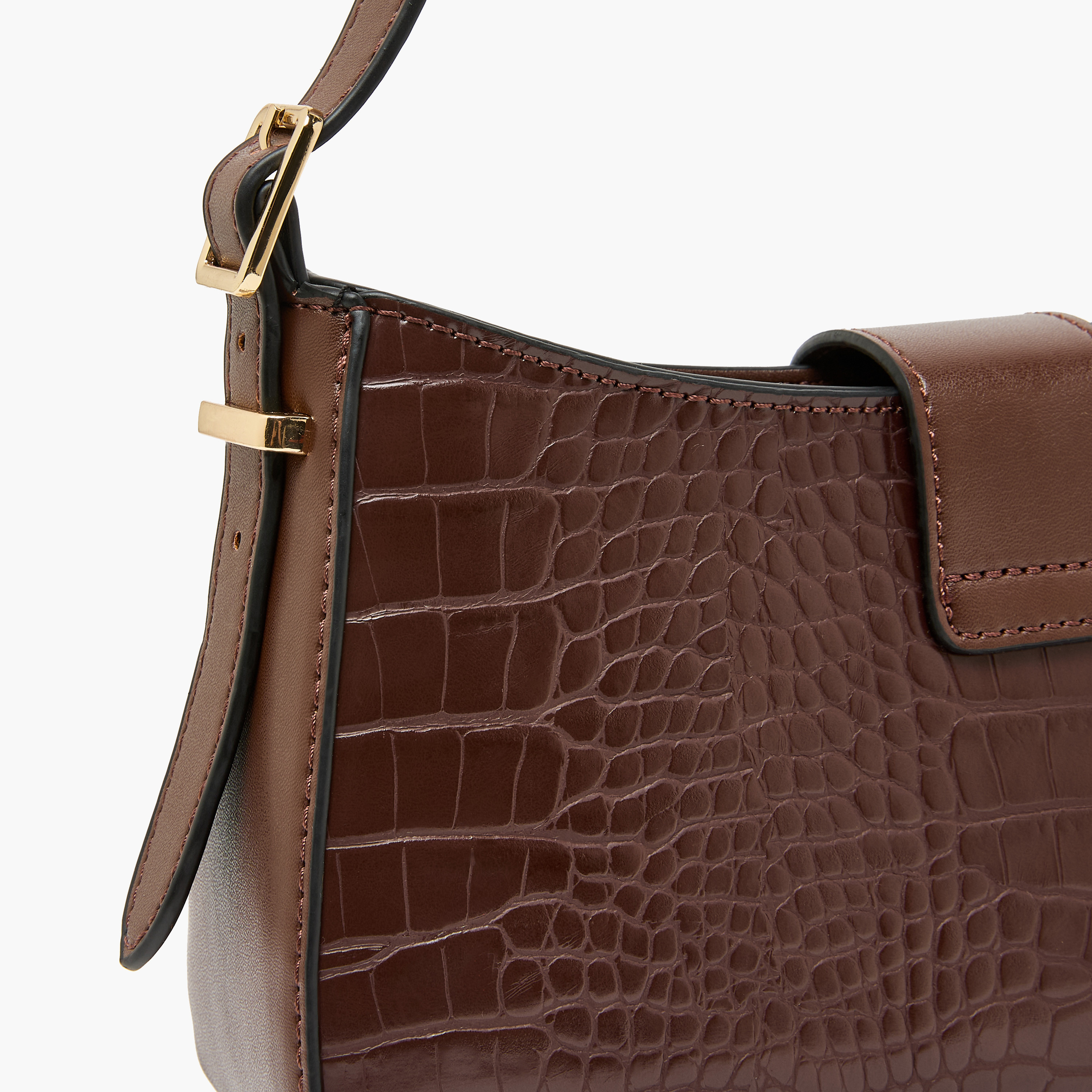 Bessie London Textured Baguette Bag with Adjustable Strap-women-bagsandwallets-handbags-image-6