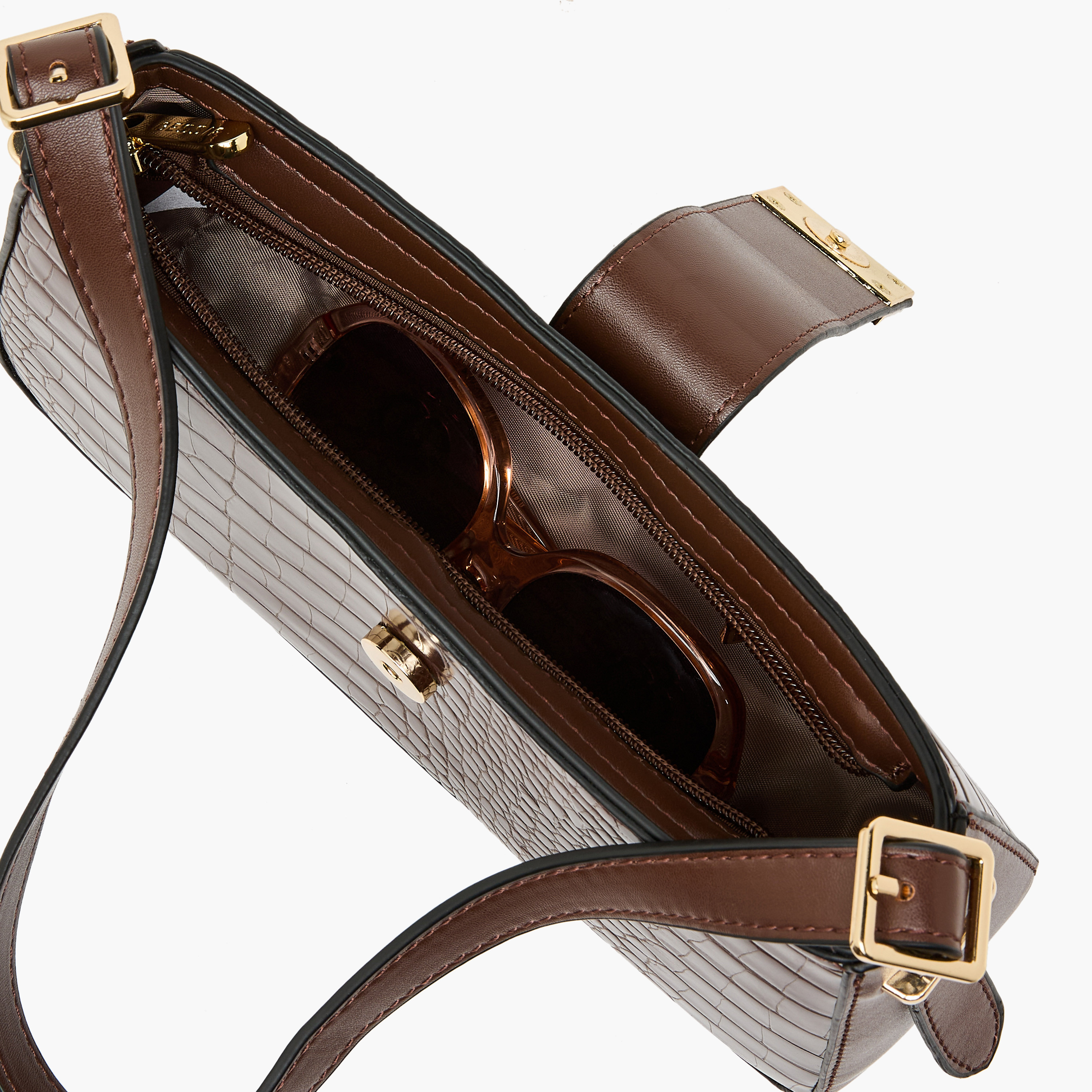 Bessie London Textured Baguette Bag with Adjustable Strap-women-bagsandwallets-handbags-image-8