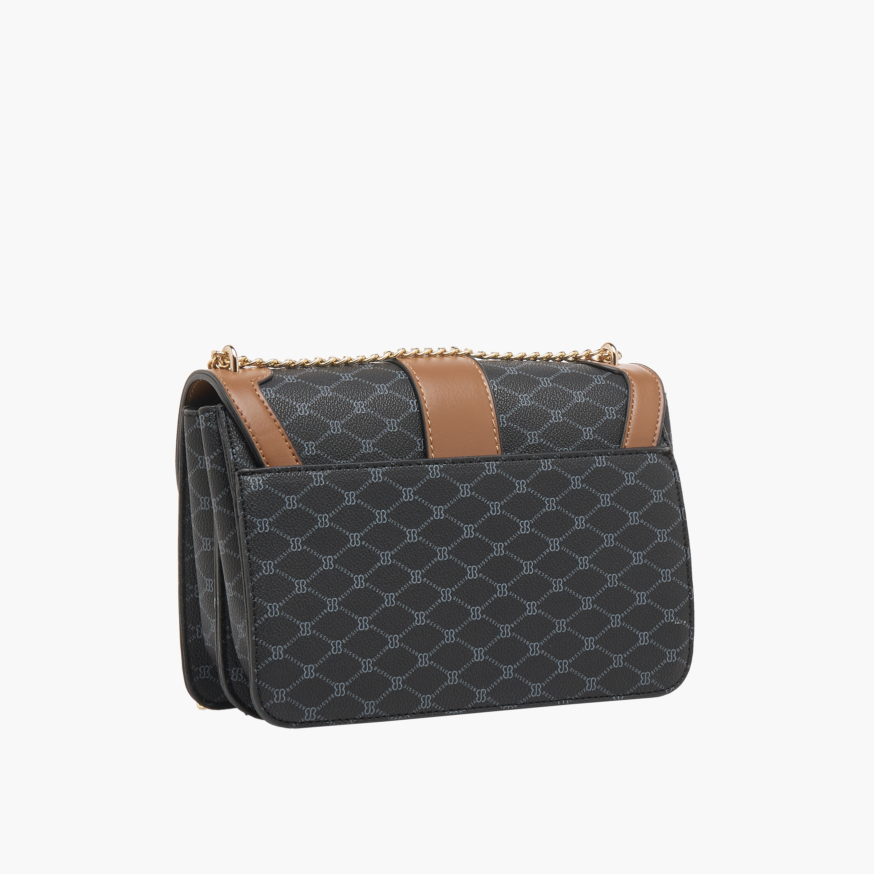 Bessie London Monogram Print Crossbody Bag with Chain Strap-women-bagsandwallets-handbags-image-3